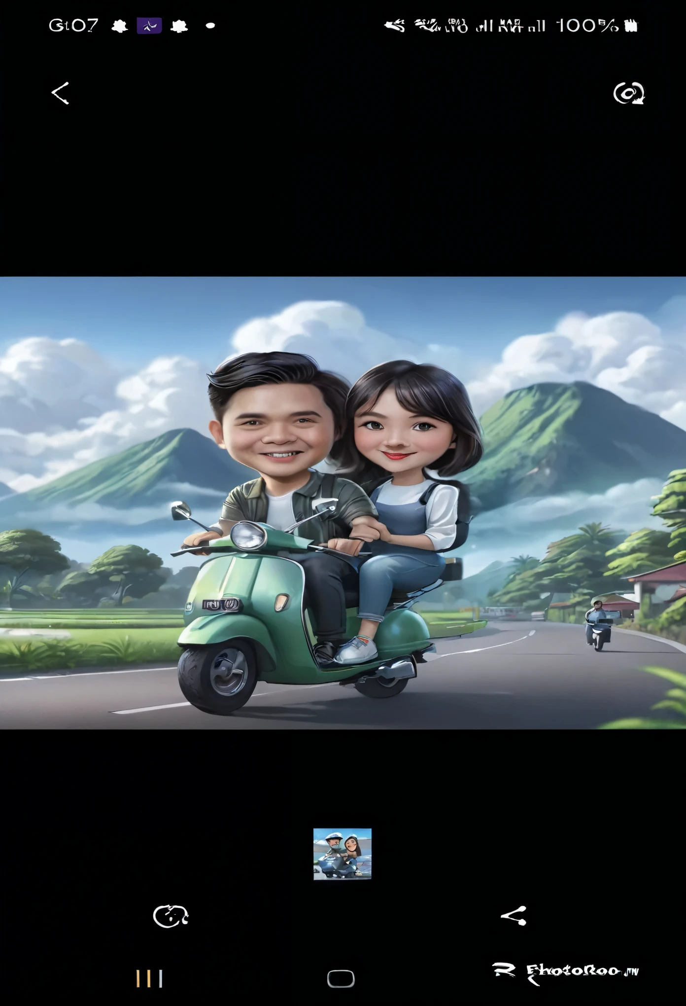 a close up of a cartoon of a man and a woman riding a scooter, inspired by Rudy Siswanto, caricature illustration, in cartoon style, by Abidin Dino, cartoon art, caricature style, by Rudy Siswanto, realistic cartoon, cartoon style illustration, caricature, photorealistic!!!!!!! art style, digital art cartoon, 3 d cartoon, cartoon digital art