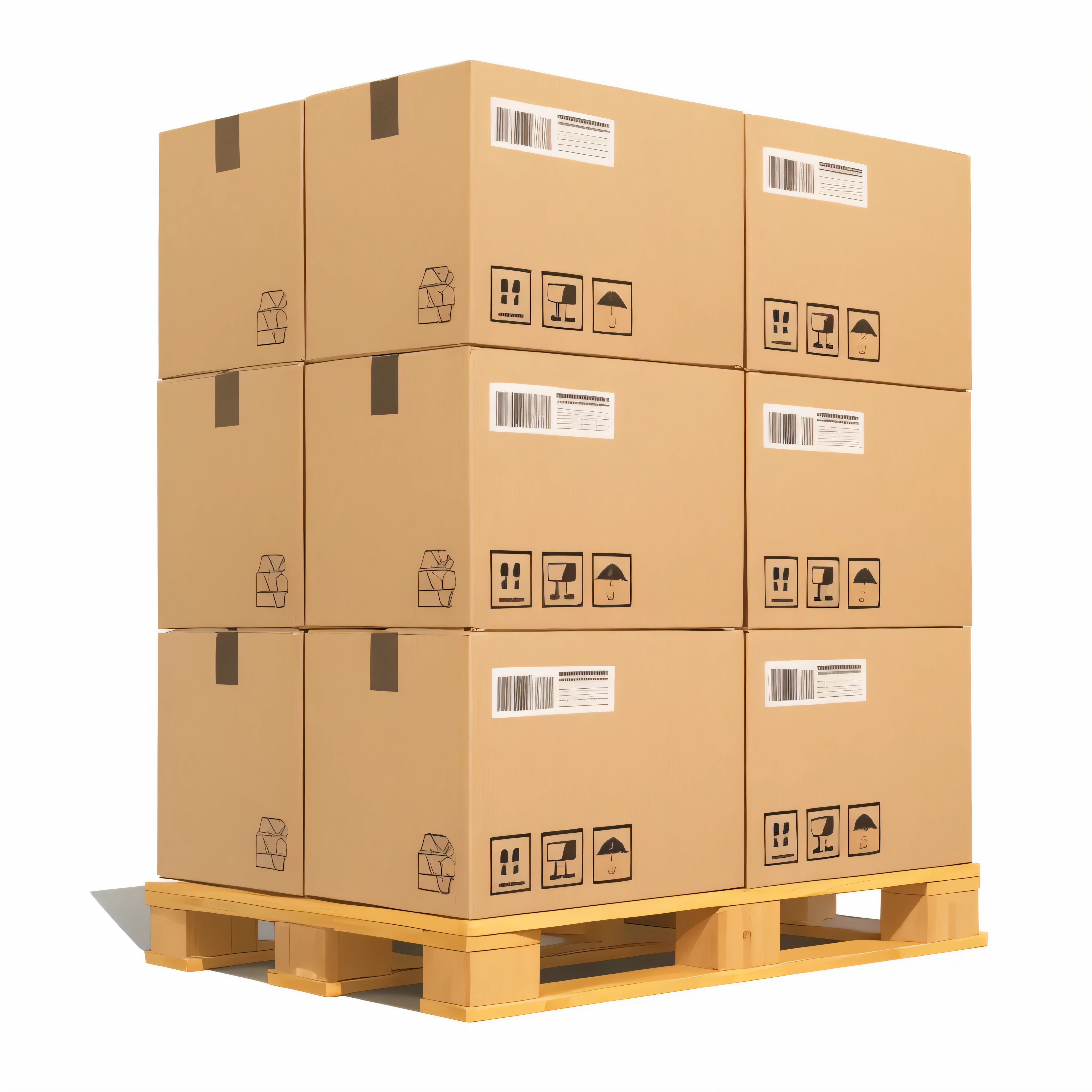 a close up of a pallet with a bunch of boxes on it, full pallet image, pallet, packshot, close portrait, cardboard, detailed image, stock photo, on black background, server, inspect in inventory image, high quality product image”, high detail product photo, beautiful high resolution, vat, on a dark background, very coherent image, image, cool pallet
