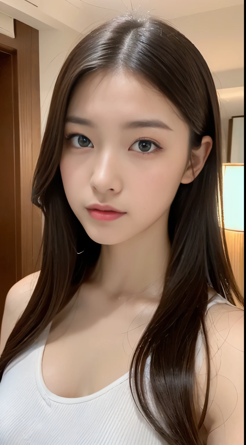 (((32K,very high resolution, high detail, very accurate,masterpiece girl 1))),RAW photo & realistic atmosphere,japanese 18 year old girl,beautiful dark blue eyes,detailed mouth,glossy lips,fine eyebrows,Soft white skin that shines in every detail,,detailed eyes、korean idol,Young sensual idols,Moist eyes,,Beautifully shaped breasts,very cute beautiful girl, 超A high resolution、white slip、on the hotel bed, half-open duck mouth, whole body, Cowgirl