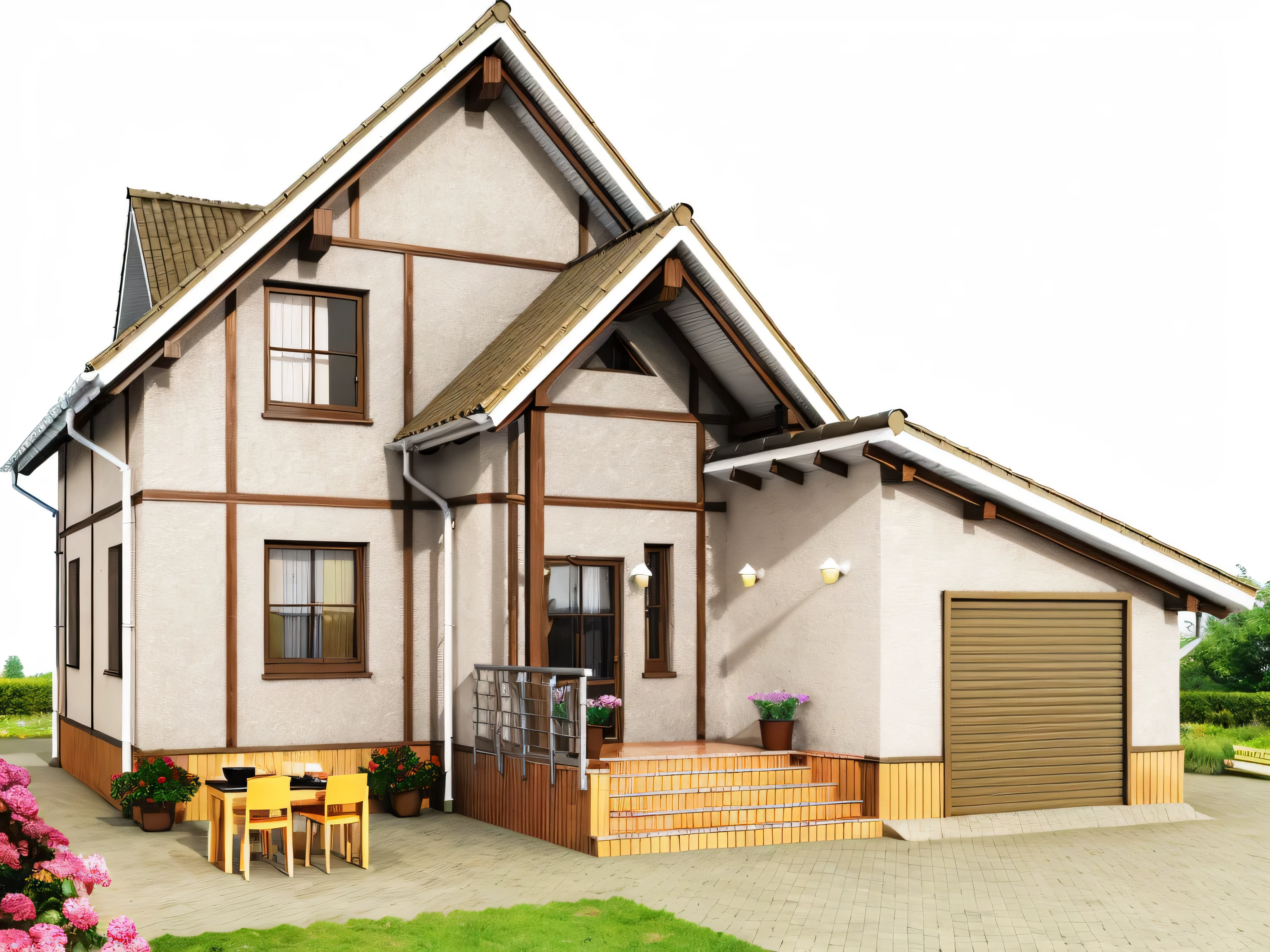 arafed house with a patio and a covered porch, pre-rendered, highly rendered!!, rendered, high quality rendering, d render, beautiful rendered, architectural 3 d render, highly rendered, artistic render, clean render, beautifully detailed render, quality rendering, architectural rendering, high render, rendered illustration, beautifully rendered, architectural render, 3d rendering, 3 d rendering