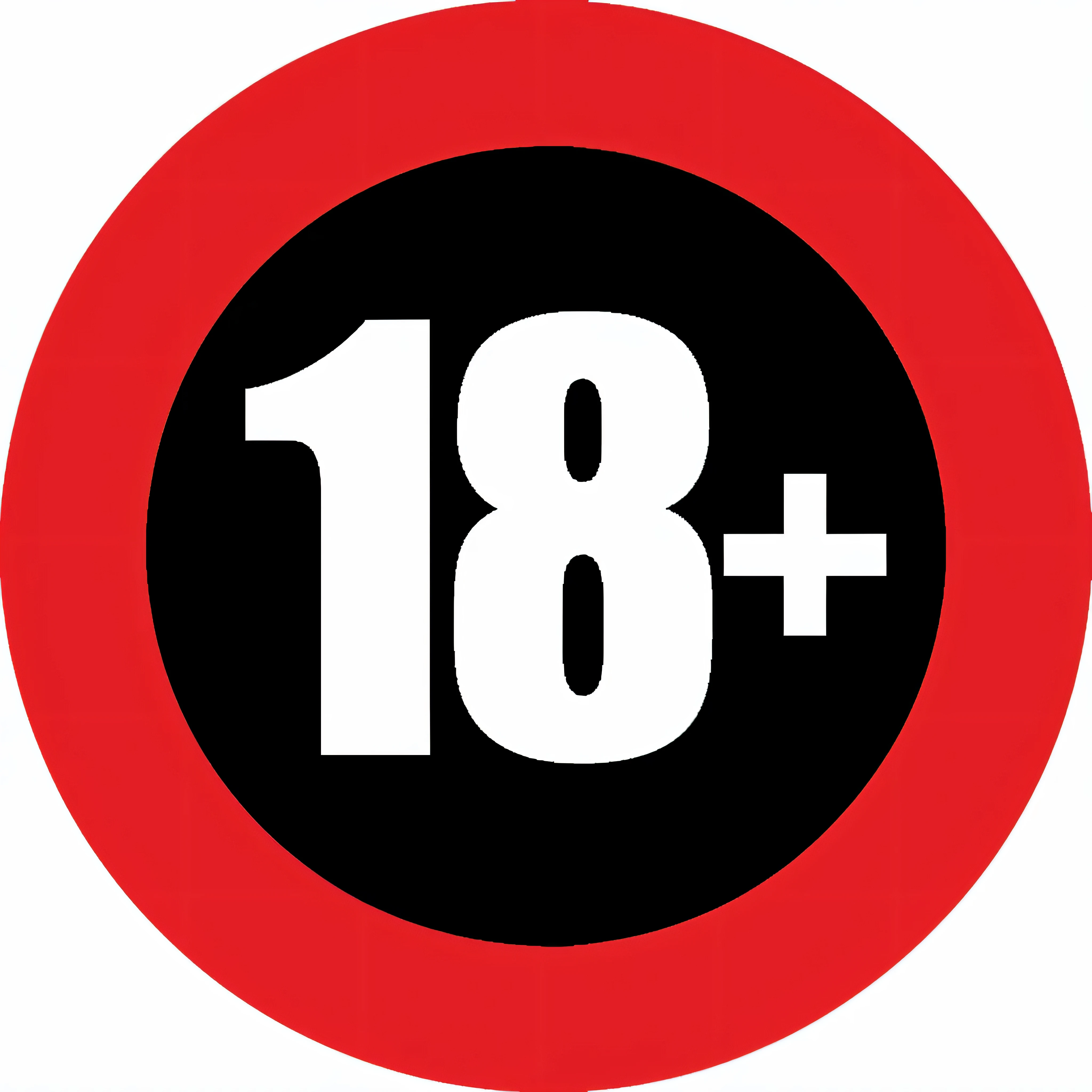 a close up of a red and black circle with the number 18 in it, 18 years old, 1 8 year limit, 1 6 old, ƒ 1. 8, ƒ1.8, 16 bits graphic, 1 8 yo, f 1 8, f18, 1 8, in 2 0 1 8, 1 8 century