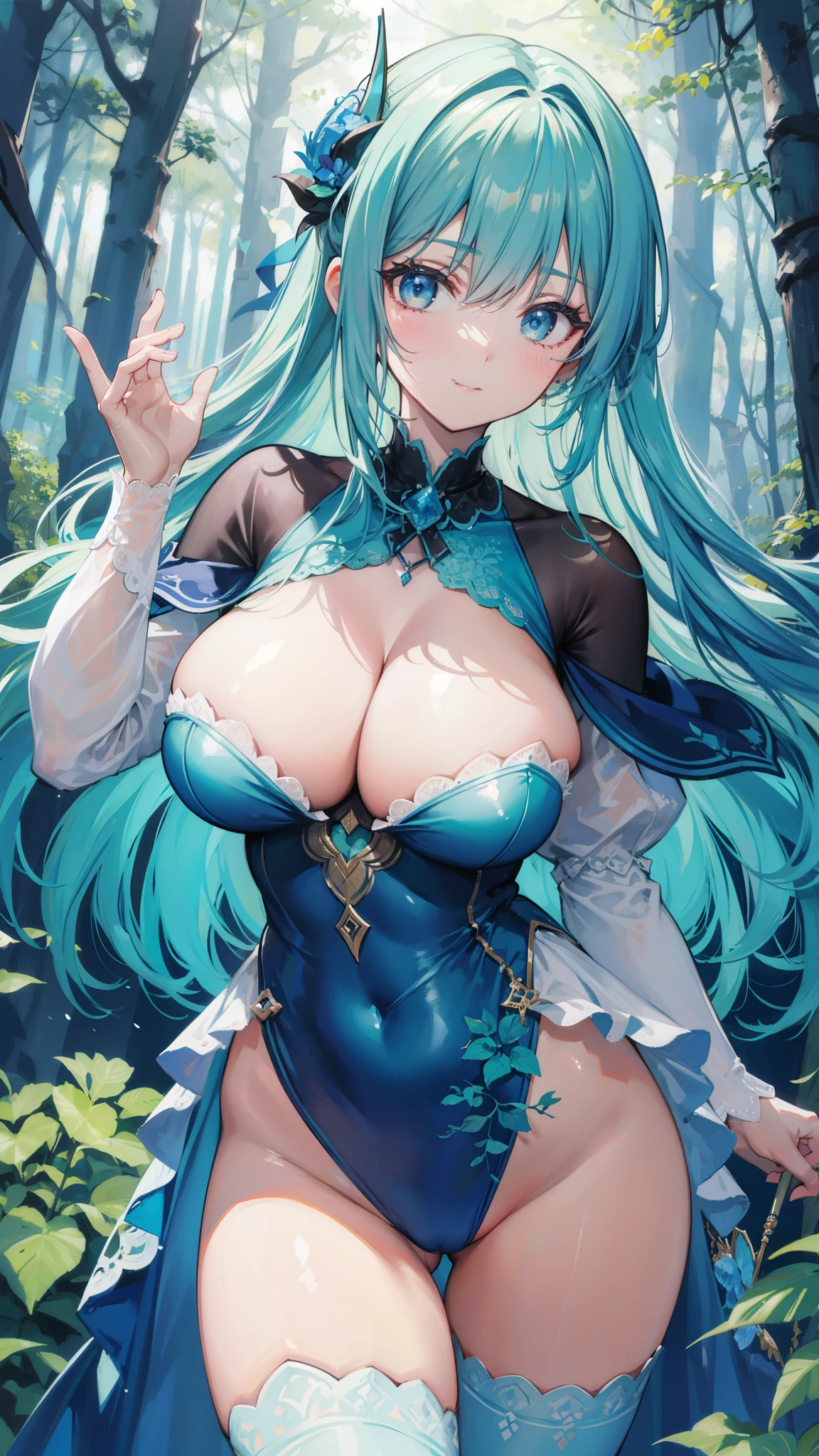 happy girl, in the center, looking at camera, approaching perfection, dynamic, (with shades of blue ((forest green 1.5)))), very detailed, digital painting, artステーション, コンセプトart, Smooth, sharp focus, figure, art:Carne Griffith and Vadim Kashin, detailed face, 4k