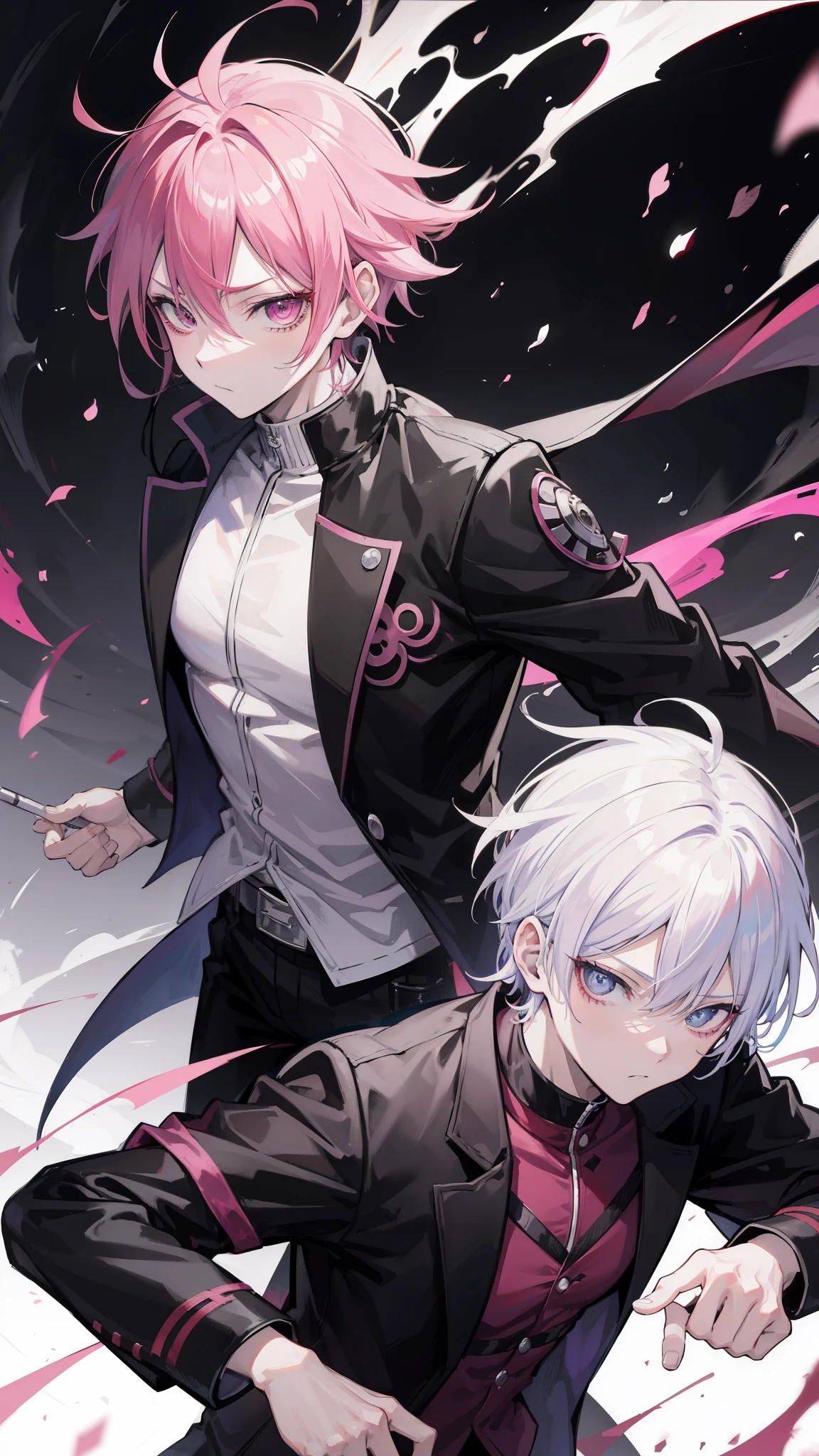 Sukuna from Anime Jujutsu Kaisen, masterpiece, super detailed, highest quality, ]Anime man with pink hair and a black jacket holding a cigarette, joker looks like naruto, , akiyuki shinbou, jujutsu kaisen, , akatsuki akira, ichigo kurosaki, ohararyu, katsushika, 8k!, by Shingei, 8k!!