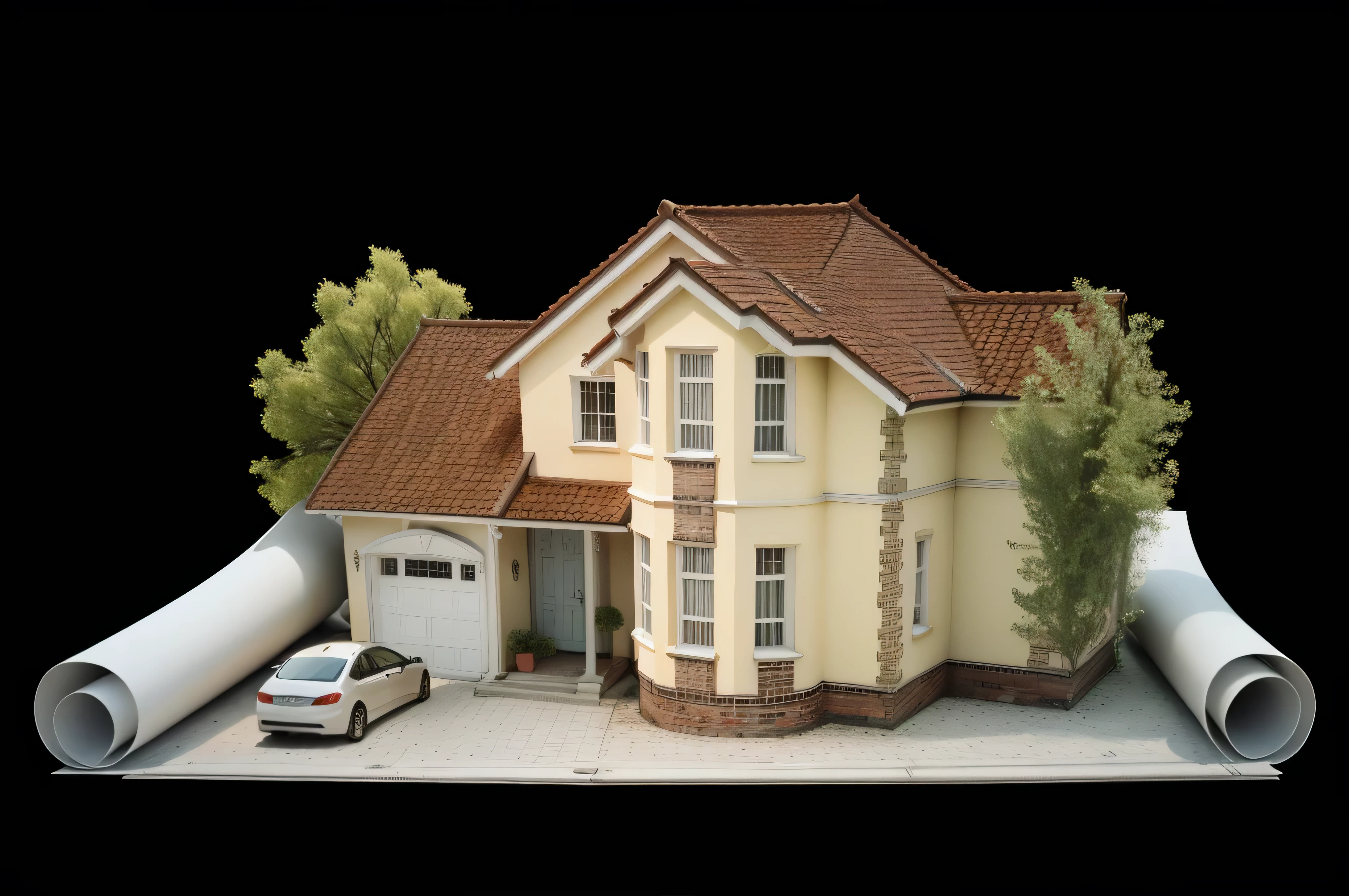 a close up of a house with a car on top of it, rendering, 3 d rendering, 3d rendering, high quality rendering, 3 d rendering!, 3d rendering!, architectural rendering, precise architectural rendering, architectural 3 d render, quality rendering, residential, beautiful 3 d rendering, a photorealistic rendering, in style of 3d render, detailed rendering