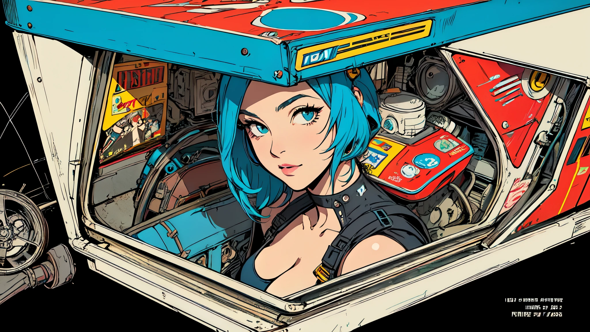 (((highest quality))),masterpiece,absolutely one woman,((perfect super beauty)),detailed perfect face,retro,vintage,classic,the 60's,1970s,(old movie posters),(futuristic),Geometric pattern,universe,milky way,planet,,Advertisement,universe飛行士,(cyber punk),,American Comics,perfect fingers,perfect physical beauty,perfect body,anime,Mechanical,mechanic,cleavage,