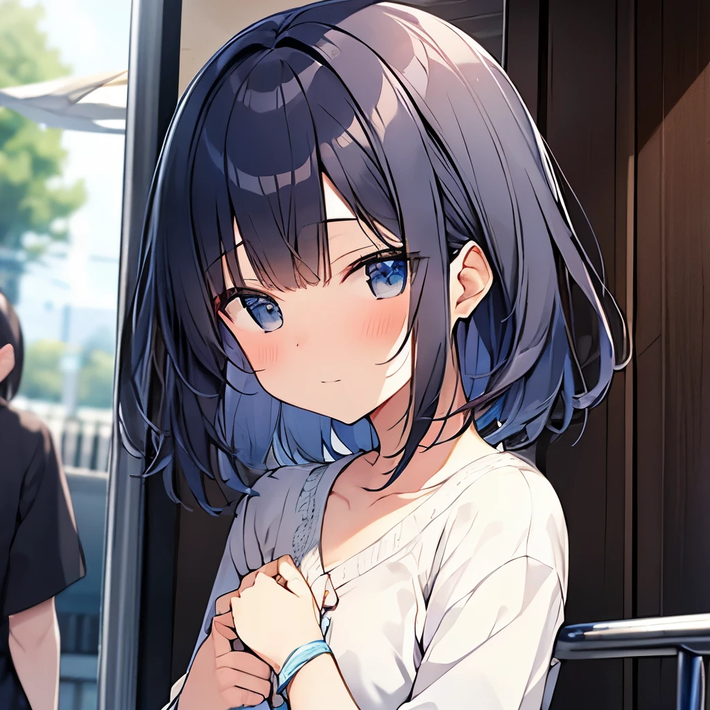 Half cute with blue hair and red hair、after school