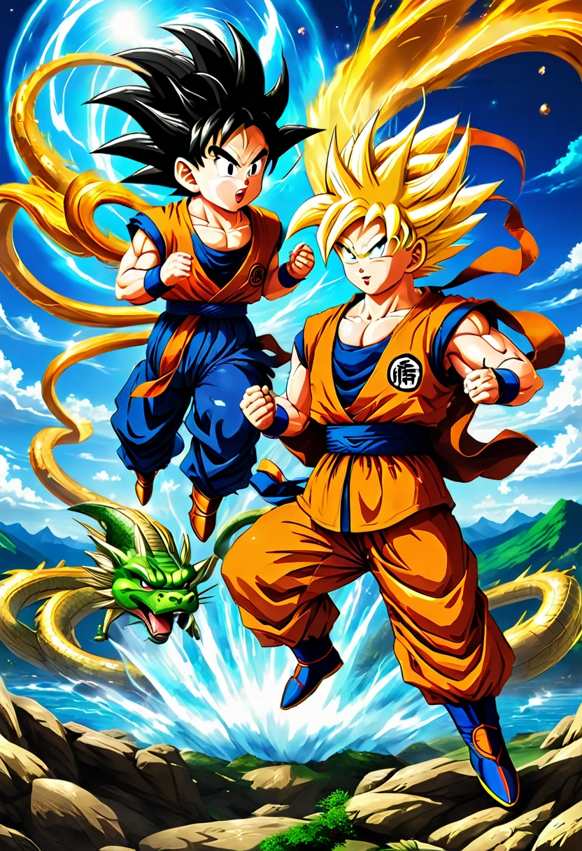 Krilin and SonGoku in action from Dragonball