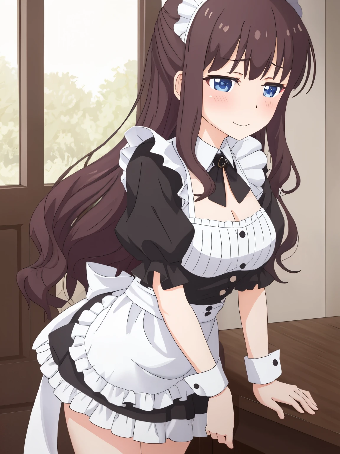 highest quality、alone、hifumi:1.5、sexyなhifumi,goth style、white maid outfit、Victorian maid clothes、sexy、Front view、Are standing