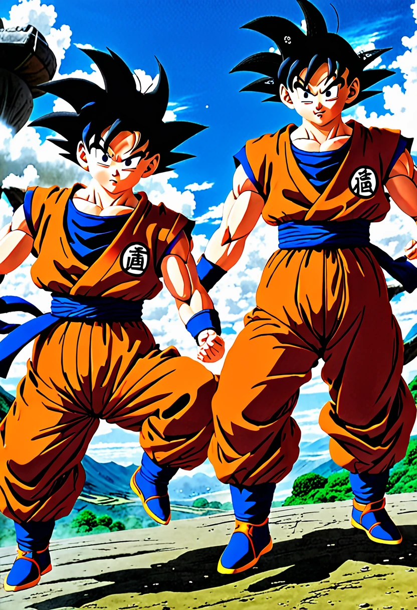 Krilin and SonGoku in action from Dragonball