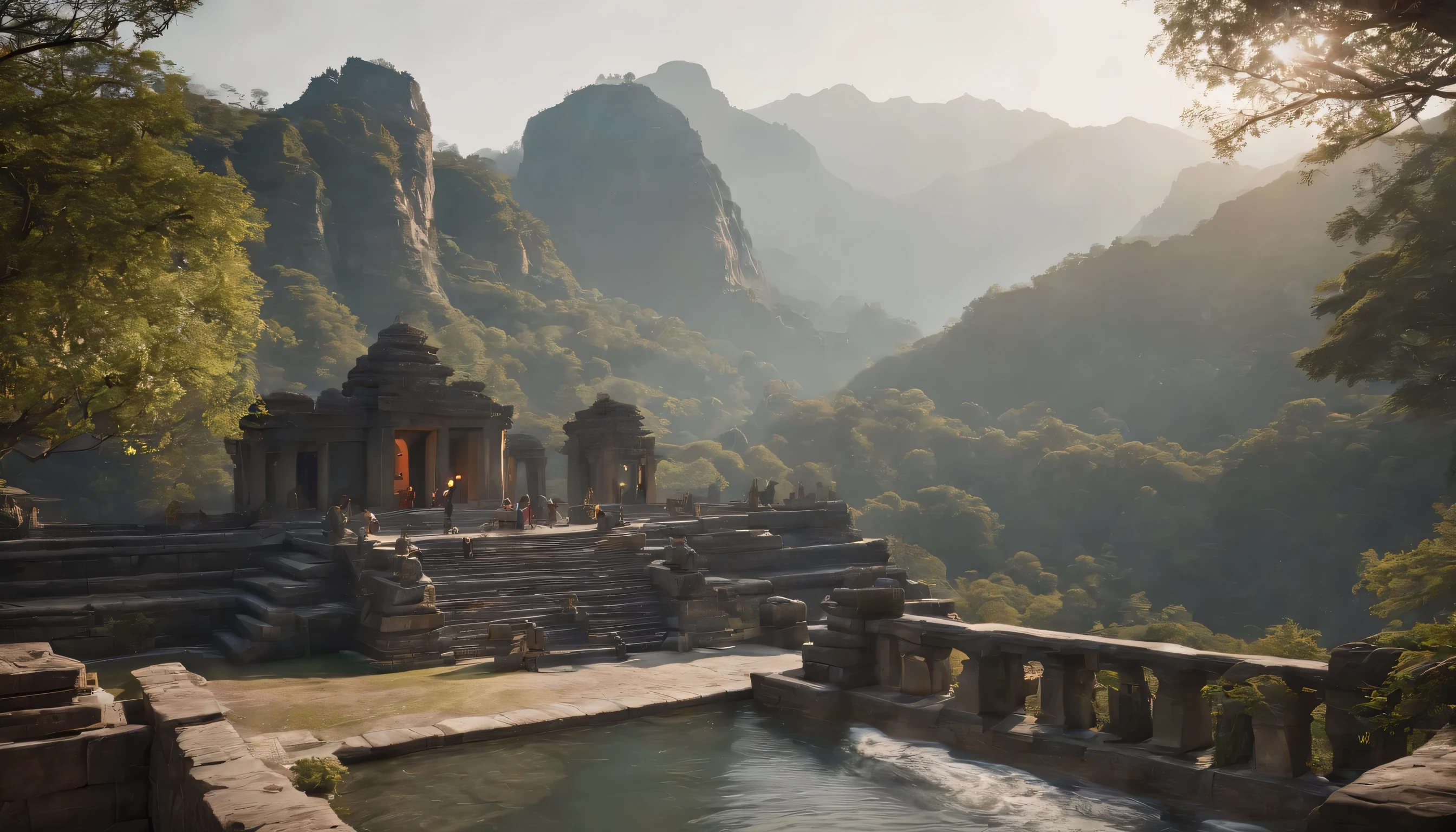 (Highly detailed CG Unity 8k wallpaper、masterpiece、highest quality、Super detailed)、(best lighting、best shadow、very delicate and beautiful)、highest quality、8k、Detailed facial depiction、masterpiece、highest quality、clear image quality、
Andu ancient temple quarry landscape。