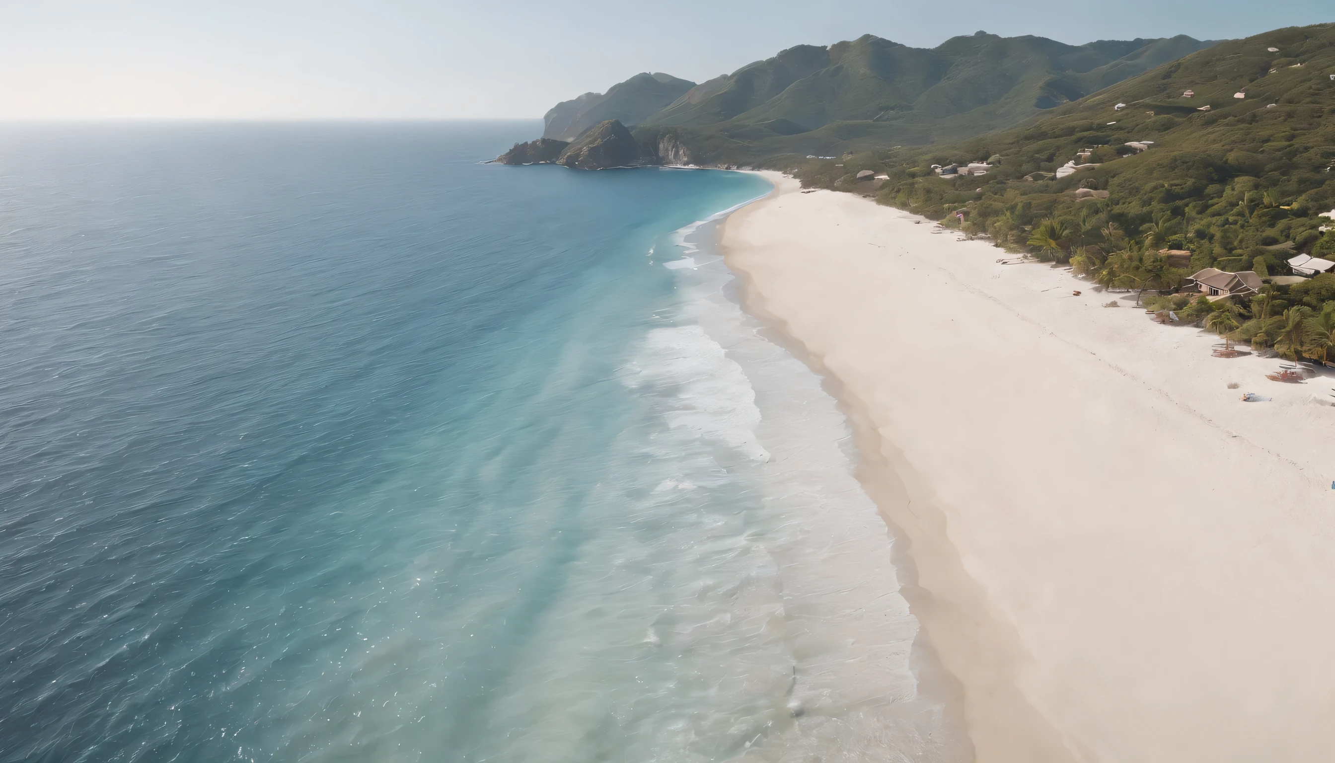 (Highly detailed CG Unity 8k wallpaper、masterpiece、highest quality、Super detailed)、(best lighting、best shadow、very delicate and beautiful)、highest quality、8k、Detailed facial depiction、masterpiece、highest quality、clear image quality、
View of the blue sea and white sand from the top of Kloppa Hill。
