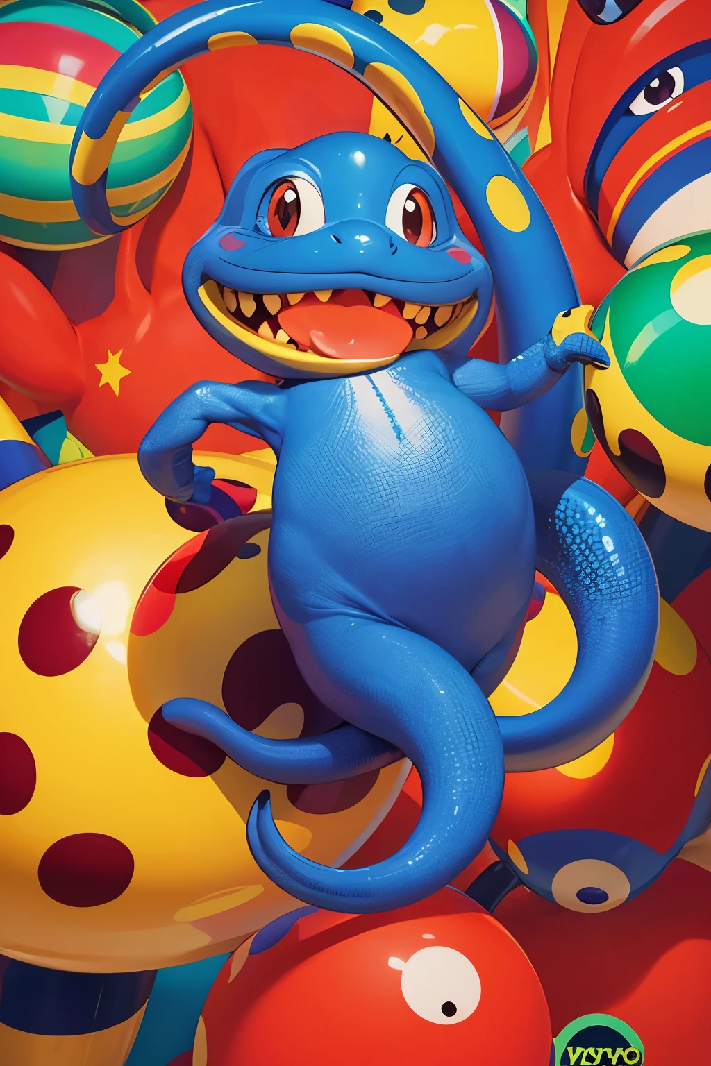 character Madascar Festival animal Bob Koons Faiza Magni - Chameleon, in the style of art by Yayoi Kusama art National Geographic art
