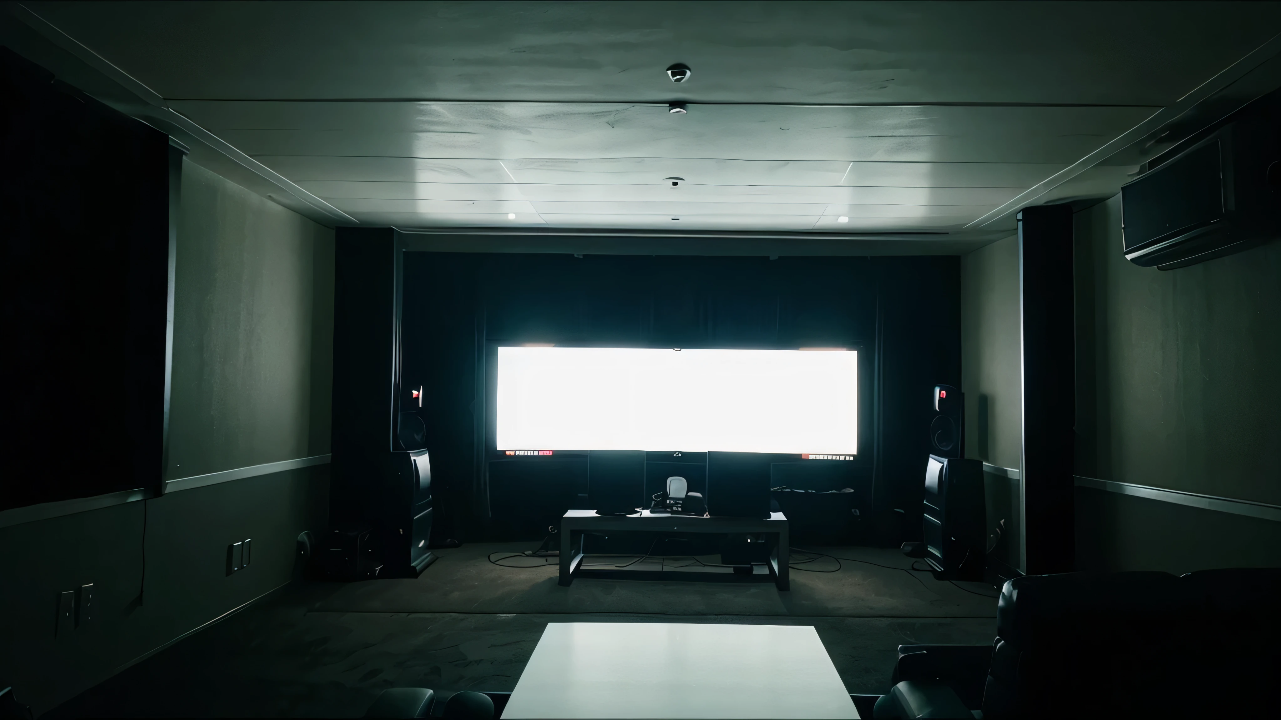 big white cinema screen dark, cinematic, 16mm