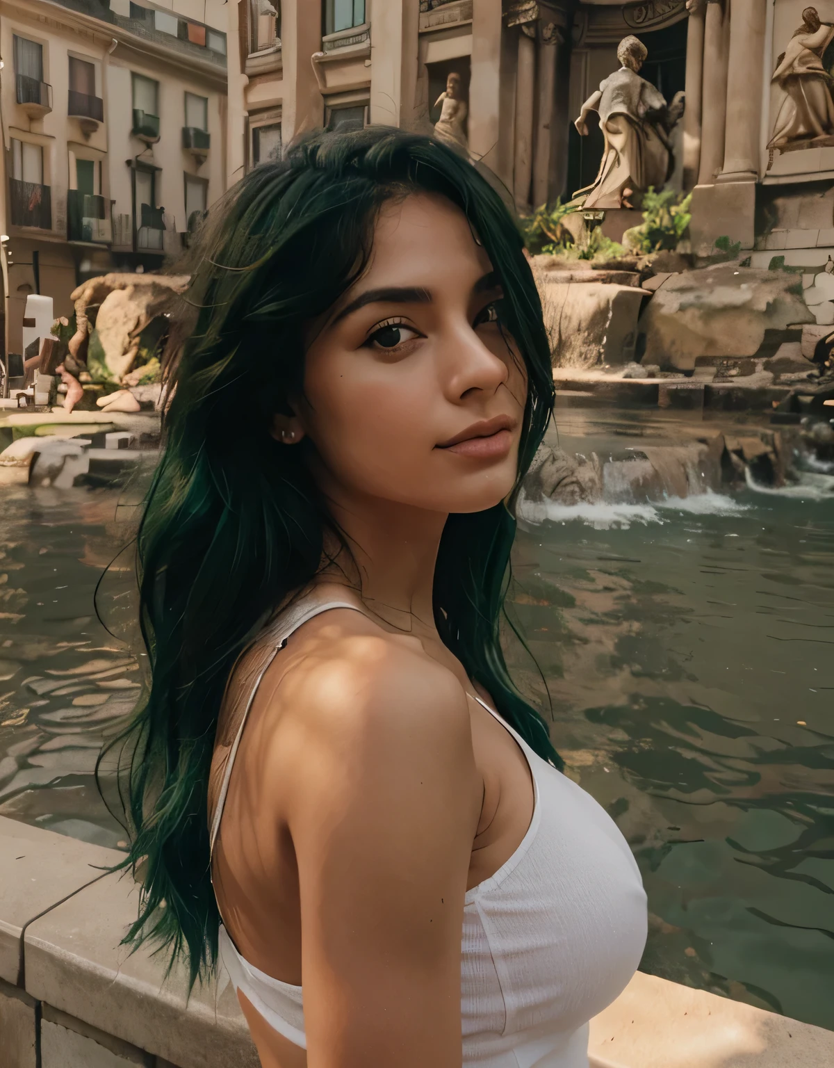 dark green hair woman