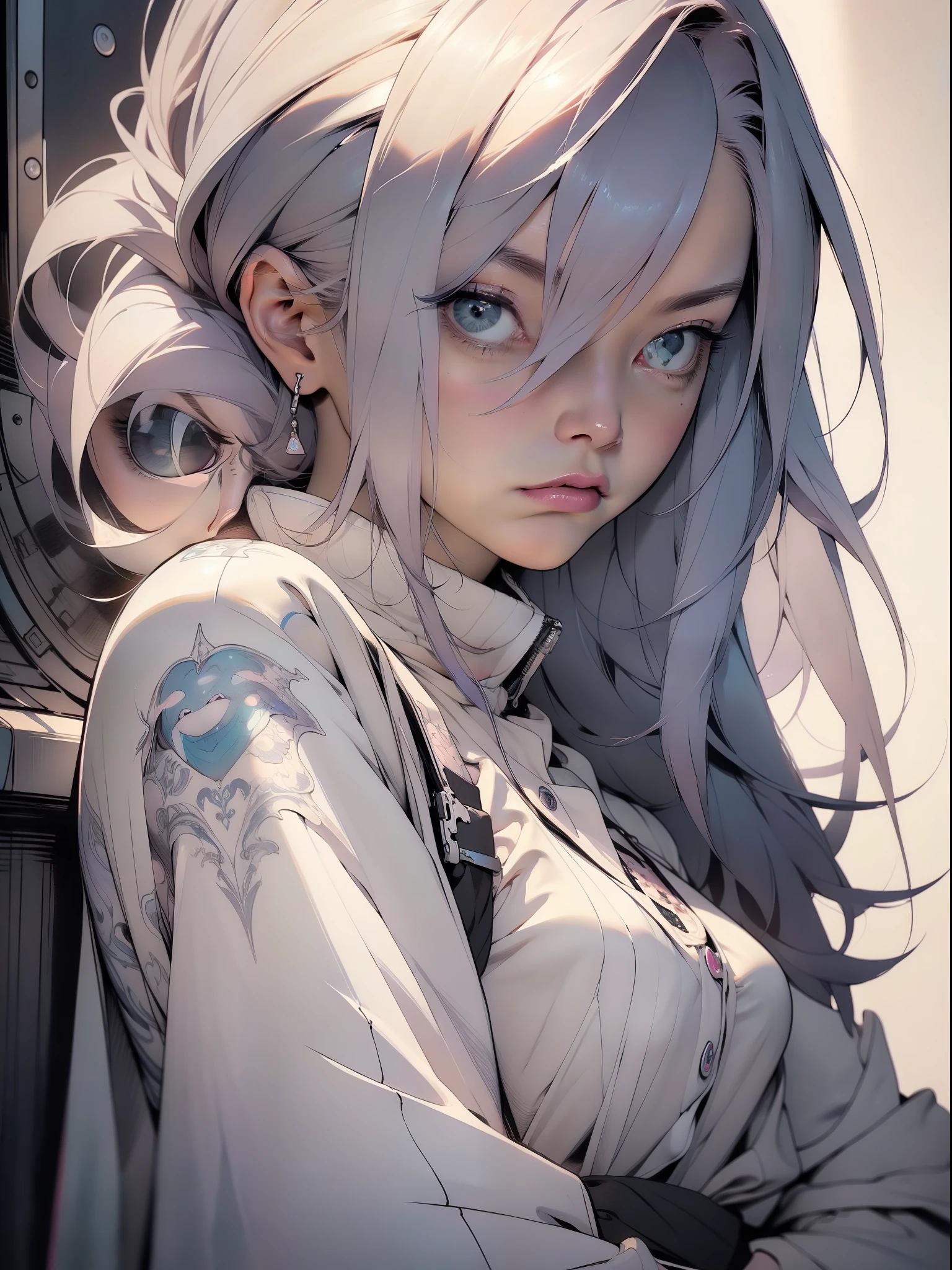pastel color, frail, vulnerable, fidgeting, female reaper, from above, blushing, sad, blushing, troubled expression, looking away, cartoon style illustration, insanely detailed, (((masterpiece))), top quality, 8K, ultra high resolution, high contrast, low saturation, by BoochaN