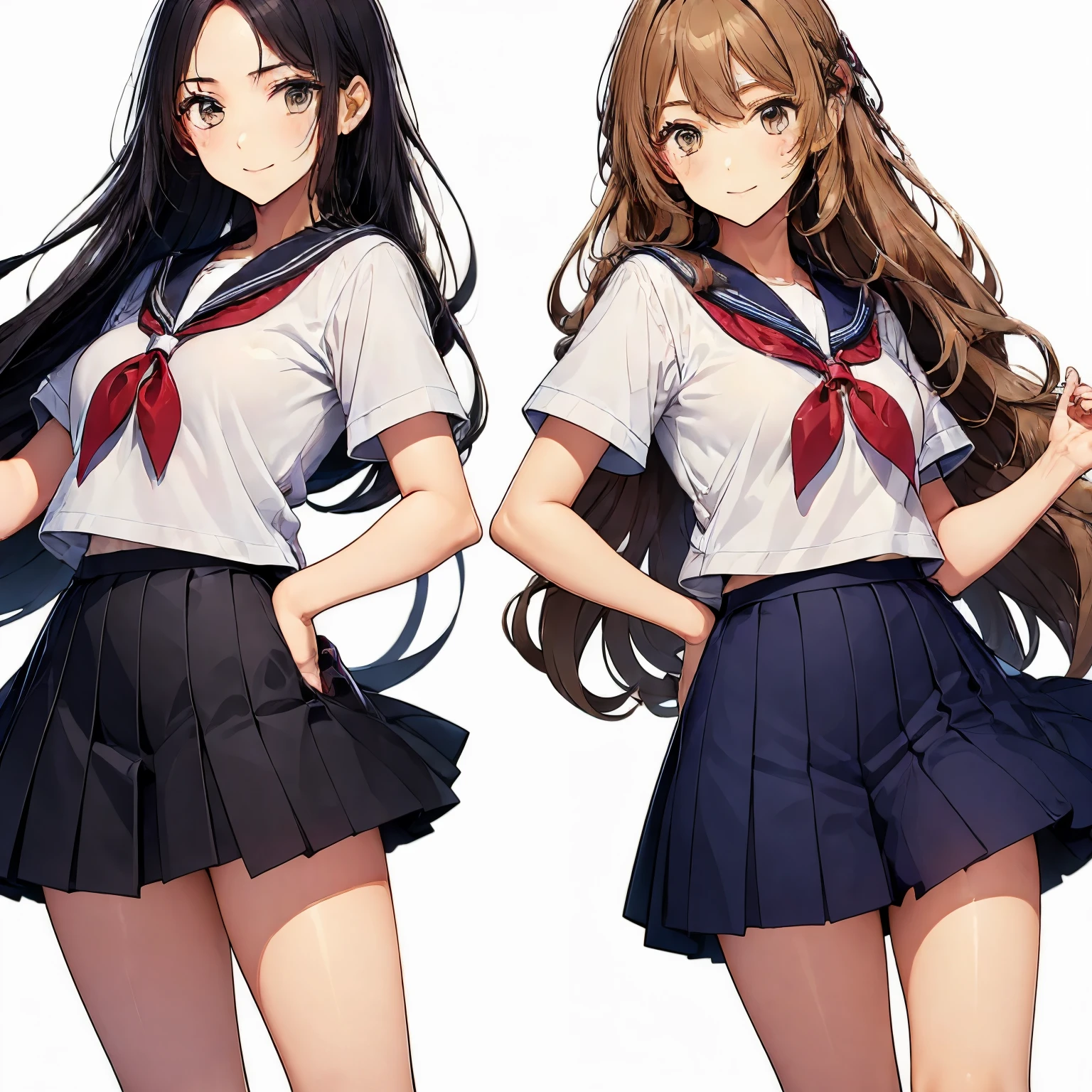 high quality,((2girls,cuddle)),chyuri,smile,Japanese high school student,short sleeve sailor school uniform,