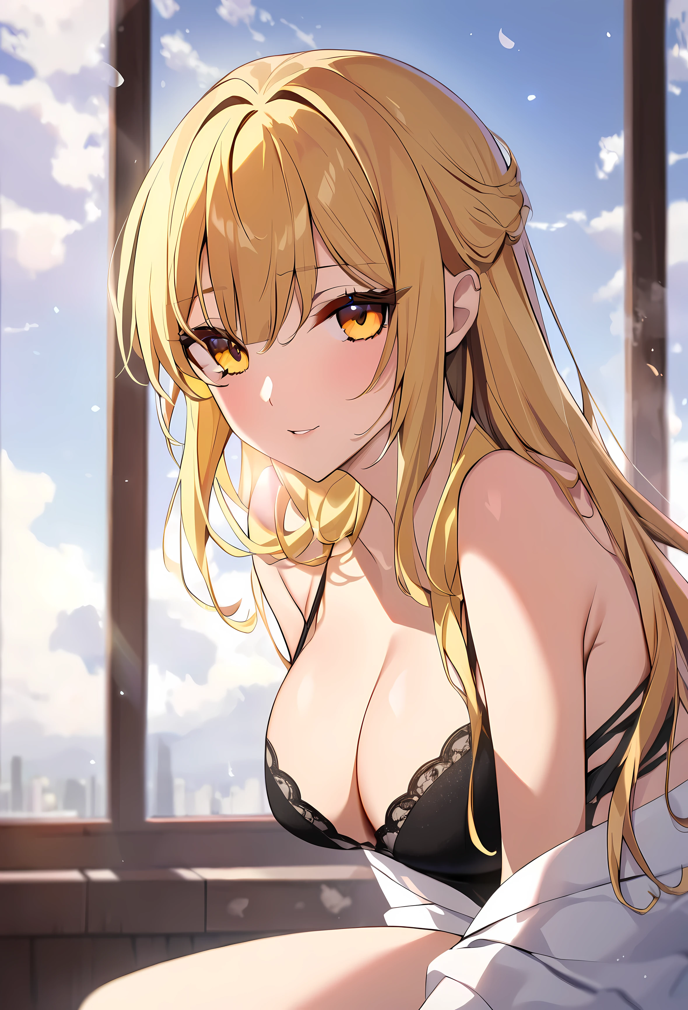 a beautiful girl with yellow hair and she soooooooo hot and sexy