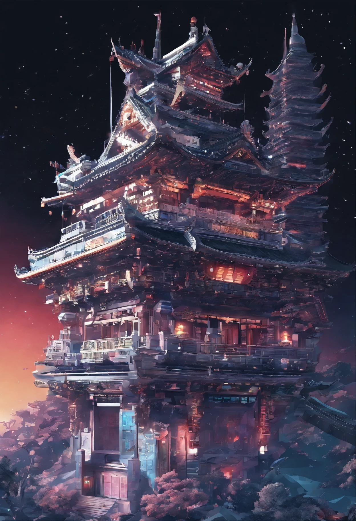 (isometric:1.5), (Masterpiece, top quality, Best quality, Official art, beautiful and aesthetically pleasing:1.2),(16 thousand., Best quality, Masterpiece:1.2),architecture, [:(Black background:1.5):30],, east asian architecture, (simple background:1.5), landscape, no people, ladder, building, wall, doorstep buildings, ladder, Chinese architecture