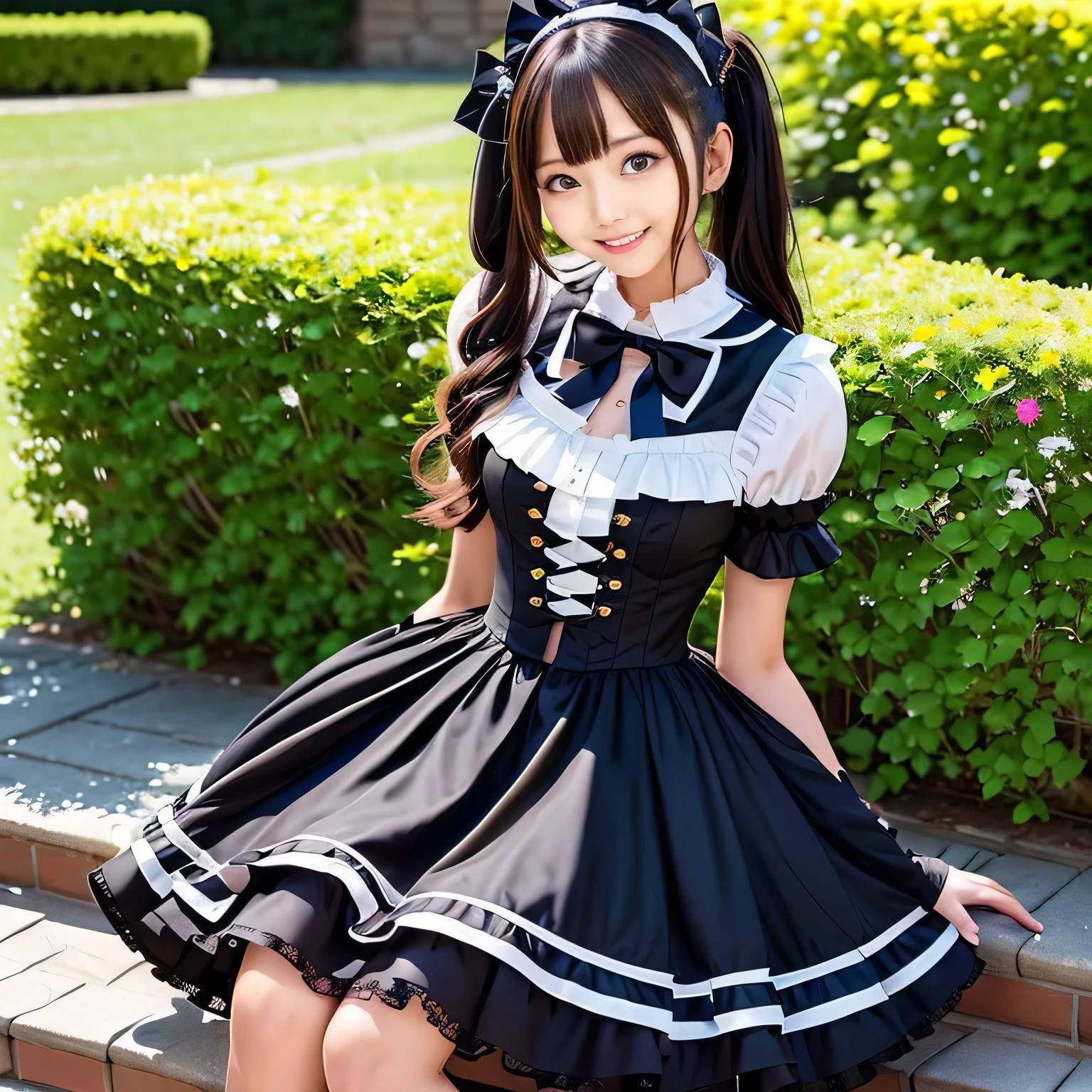 araffe girl in a black and pink dress sitting on a bench, ta style, black gothic loliress, maid outfit, lolita fon, catboy cosplay! maid! dress, anime girl in a maid costume, magical girl style, magic school uniform, small curve , nice and cute, victorian gothic lolita fashimaid dress