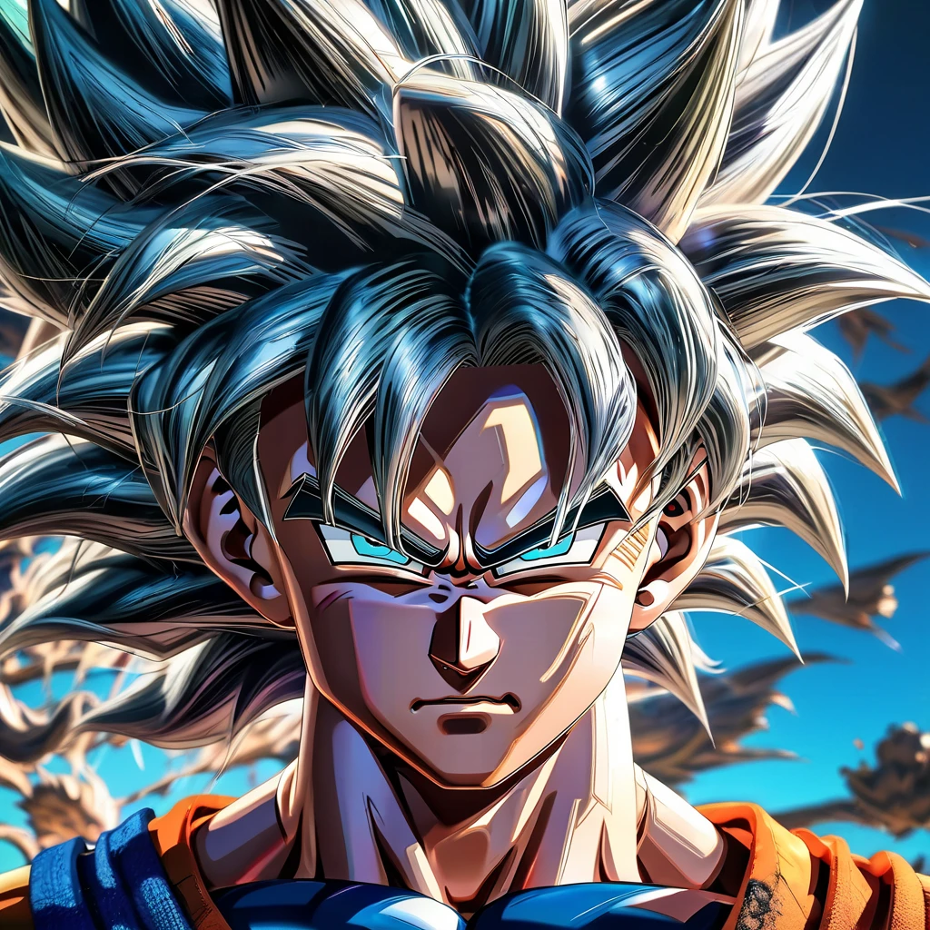1boy, Son Goku, Dragonball, disheveled hair, aesthetic, extremely detailed, perfect composition, moist skin, intricate details, illustration, (best quality:1.2), (ultra-detailed:1.1), (realistic:1.37), (masterpiece:1.2), portraits, vivid colors, dramatic lighting