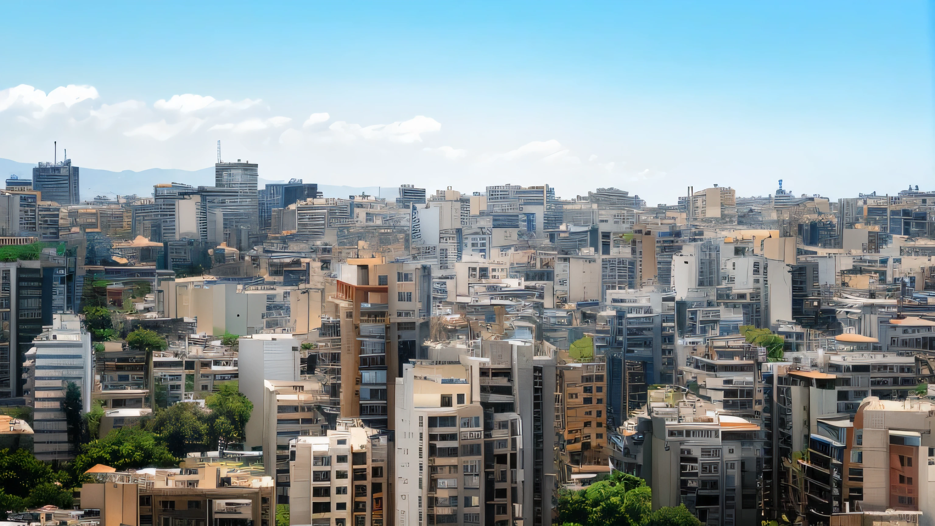 araffe view of a city with tall buildings and a clock tower, aerial view of a city, beautiful high resolution, lots of buildings, surrounding the city, city view, lots of building, city, tehran, highdensity, city panorama, many buildings, skyline showing, super wide view of a cityscape, busy cityscape, tall buildings on the sides, large city