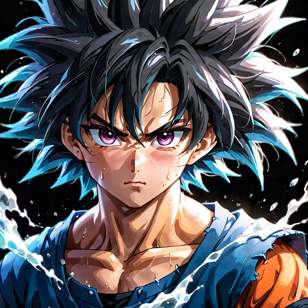 1boy, Son Goku, Dragonball, disheveled hair, aesthetic, extremely detailed, perfect composition, moist skin, intricate details, illustration, (best quality:1.2), (ultra-detailed:1.1), (realistic:1.37), (masterpiece:1.2), portraits, vivid colors, dramatic lighting