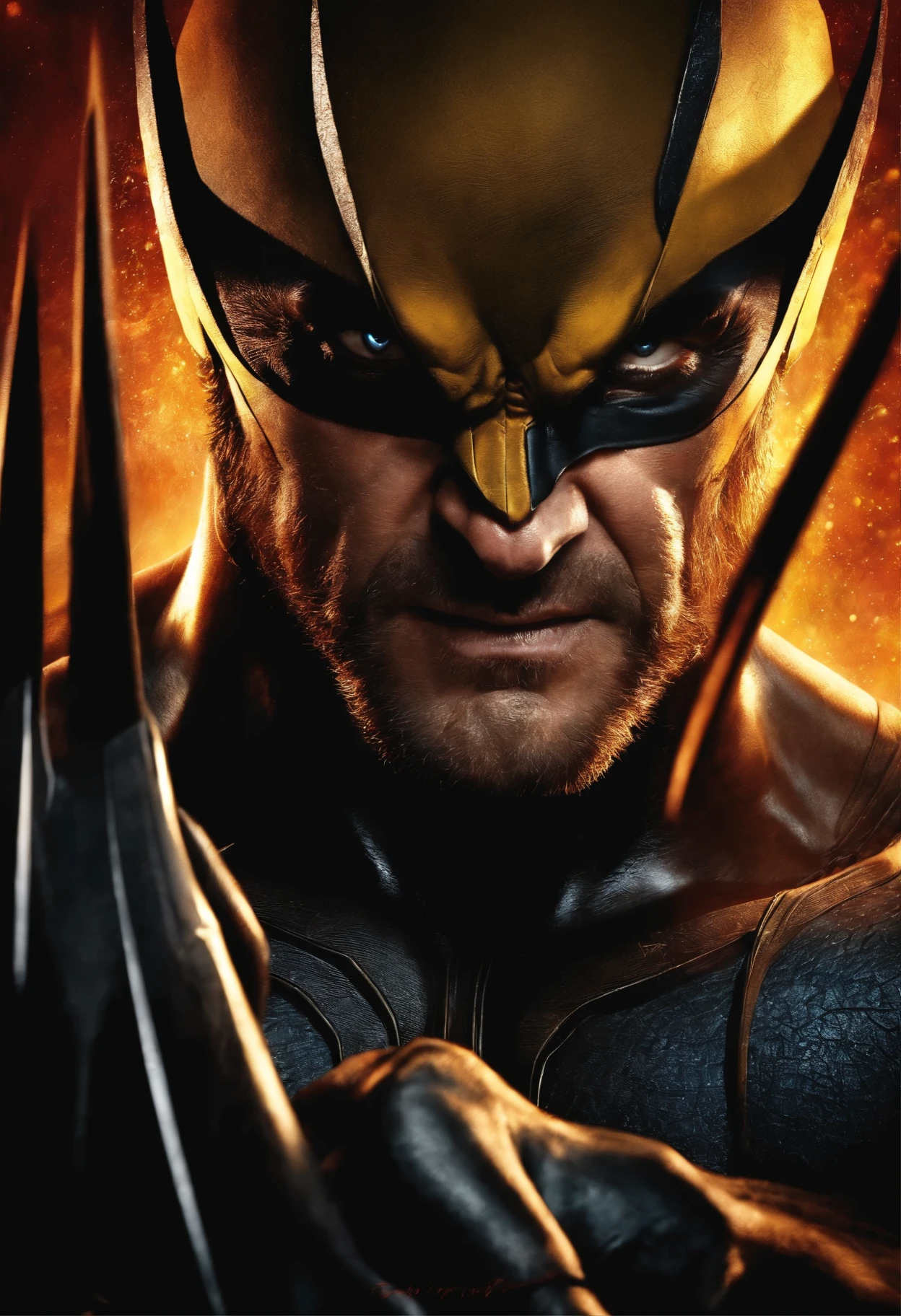 Brutaler Wolverine , viel Blut , in einem Kreis , mit der Aufschrift: ScarJay, Weltraum optik