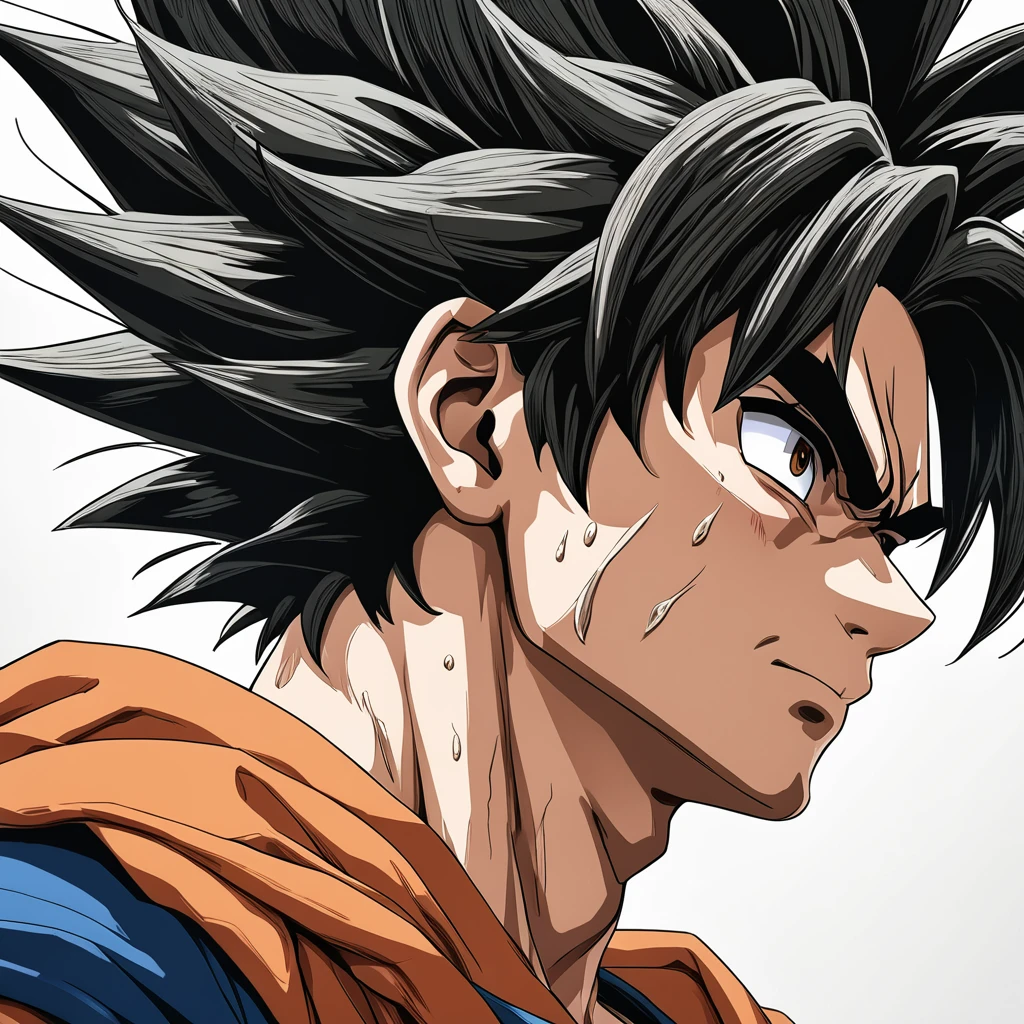1boy, Son Goku, Dragonball, disheveled hair, aesthetic, extremely detailed, perfect composition, moist skin, intricate details, illustration, (best quality:1.2), (ultra-detailed:1.1), (realistic:1.37), (masterpiece:1.2), portraits, vivid colors, dramatic lighting