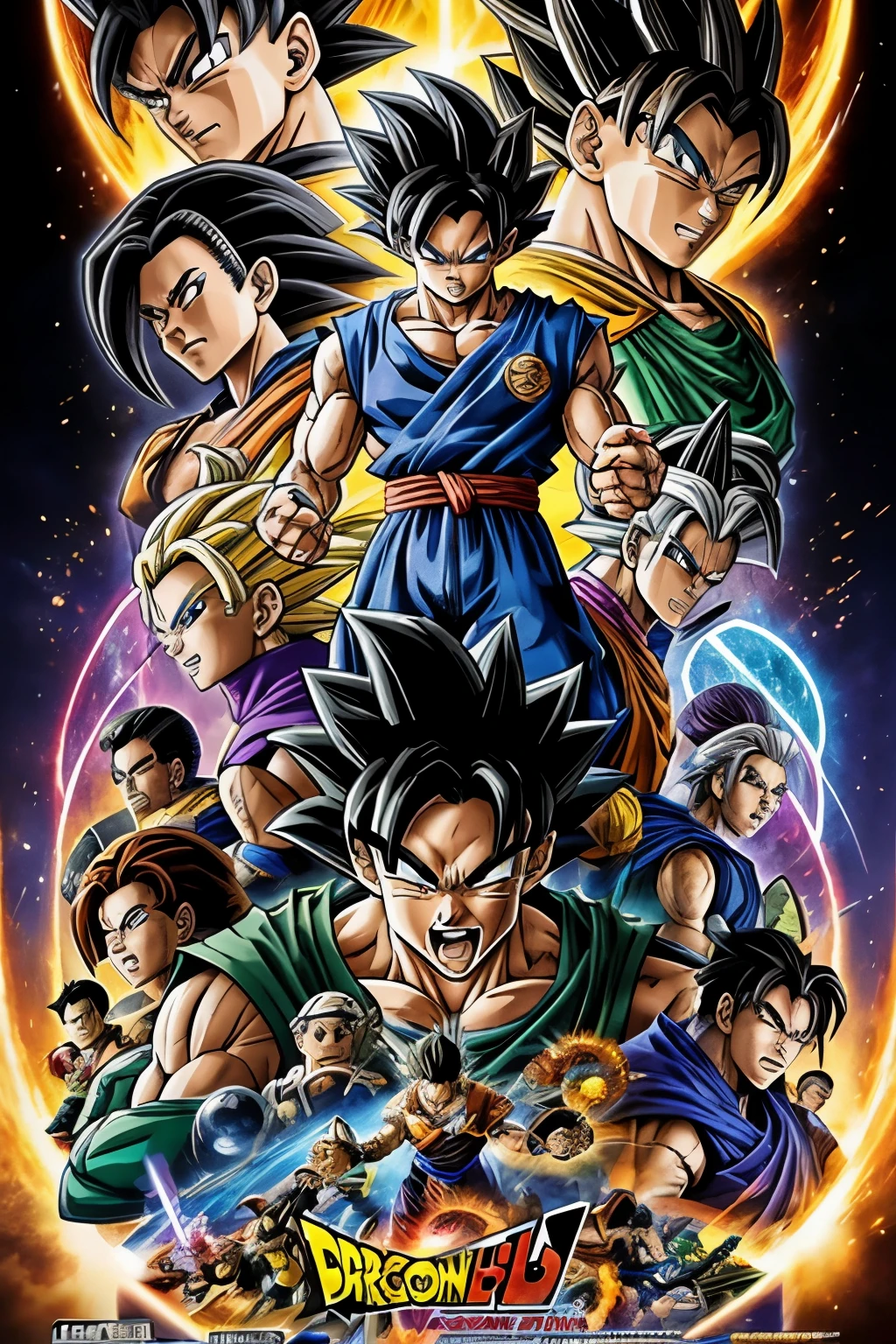 "(best quality,4k,8k,highres,masterpiece:1.2),ultra-detailed,(realistic,photorealistic,photo-realistic:1.37),illustration,goku,vegeta,powerful,fighting scene,dynamic poses,aura,fiery blast,battlefield,explosions,transformation,saiyan,zoomed perspective,climactic moment,energy beams,serious expressions,dragon balls,flying hair,muscular bodies,anime style,vivid colors,stunning effects,lighting effects,contrast,action-packed"