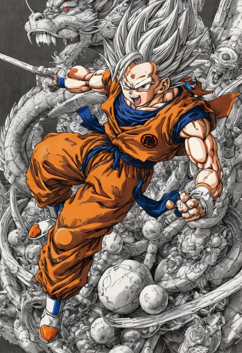 Dragonball by akira toriyama, best quality, perfect masterpiece, Representative work, official art, Professional, high details, Ultra intricate detailed