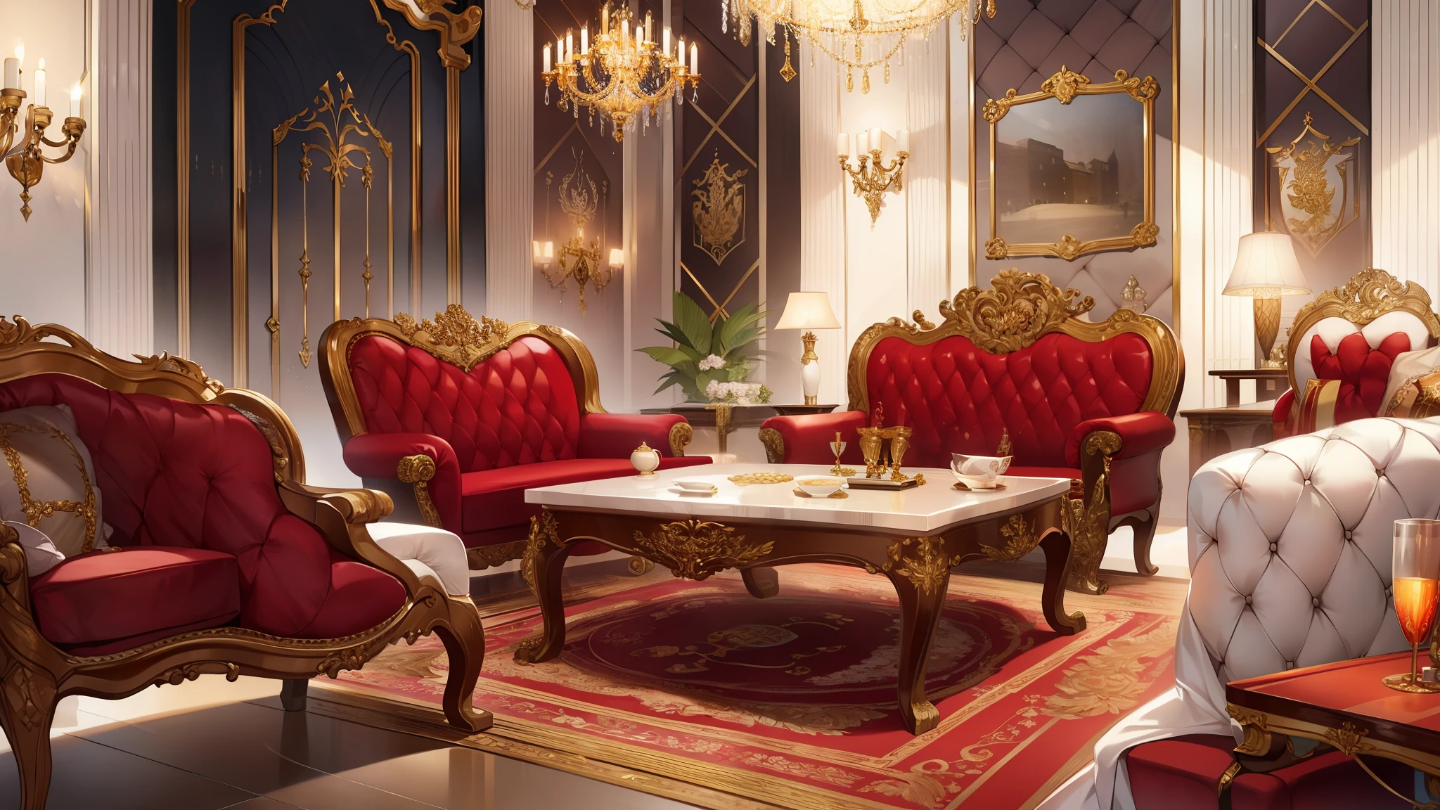 Inside a luxurious mansion、The madam of a chaebol spends all her money on the luxury of gold and silver.、Enjoying a luxurious life。her life is、Gorgeous and luxurious decorations and furniture that look just like royalty、Decorated with daily necessities。spacious mansion々In the living room、luxury sofas and chandeliers、Lined with gorgeous and luxurious furniture、Furniture decorated with gold and silver leaves creates an elegant atmosphere.。The finest carpets and beautiful ornaments tailored to madam's tastes.、Gives a gorgeous glow to the space。In the kitchen or dining room、Equipped with the highest quality cooking utensils and tableware、Enjoying a luxurious meal。Tableware and cutlery decorated with gold and silver、Decorate your luxurious dining table、It enhances the taste of the food。The bedroom is filled with luxurious beds and bedding.、Furniture decorated with gold and silver leaf、It exudes an elegant atmosphere。As the silk curtains sway、Madame seeks a comfortable sleep、Surrender yourself to luxurious bedding。The life of a chaebol madam、Surrounded by luxurious ornaments and daily necessities made of gold and silver treasures.、We are building an elegant and gorgeous world.。her luxurious life、It is truly a symbol of luxury and luxurious living.、people around you々It just astonishes。