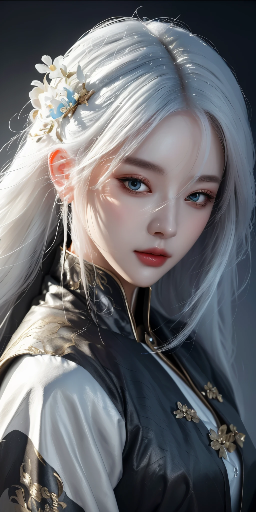 a white hair、Close-up of woman wearing white mask, beautiful figure painting, guweiz, Gurwitz style artwork, White-haired God, author:Yang Jie, Epic and beautiful character art, Stunning character art, author:Fan Qi, by Wuzhun Shifan, guweiz on pixiv artstation