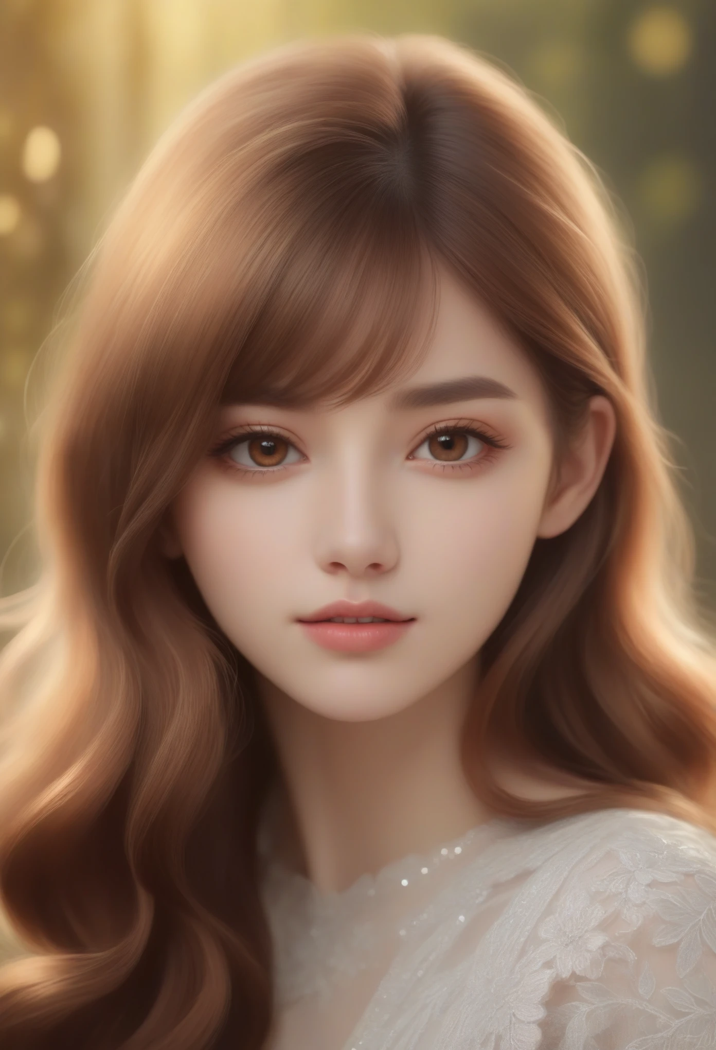 (hyperrealistic), (illustration), (high resolution), (8K), (extremely detailed), (best illustration), (beautiful detailed eyes), (best quality), (ultra-detailed), (masterpiece), (wallpaper), (photorealistic), (natural light), (detailed face), (high detailed realistic skin texture), (anatomically correct), (solo), (1 girl:1.52), (high detailed realistic hair), (caramel hair:1.35), (heterochromic eyes), (detailed eyes), (brown eyes:1.37), (sparkling eyes), (realistic huge breasts:1.53), (slender abs), (dynamic pose), (closed tiny mouth:1.3), (concentrated expression), (upon body from head to thigh:1.54), (dimple:1.34)