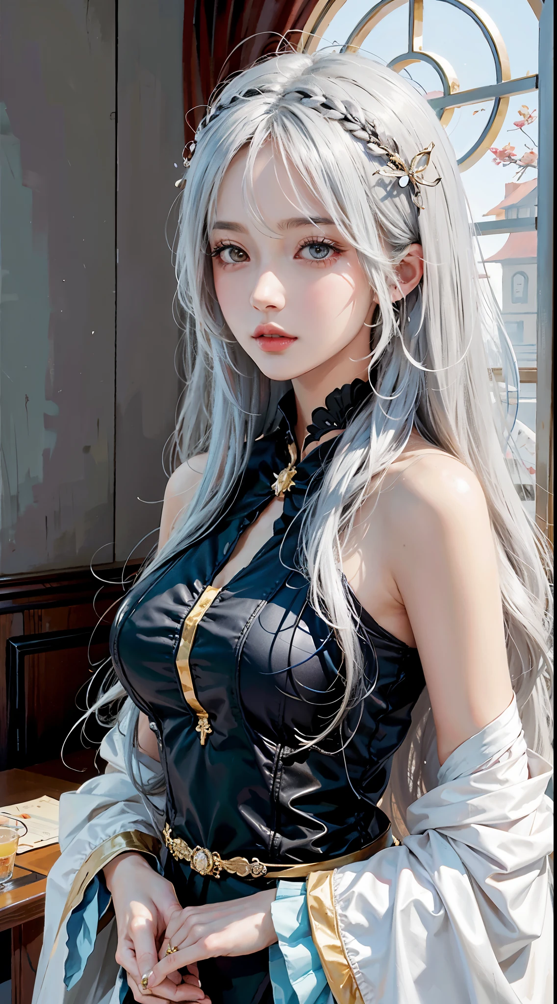 Long hair anime girl posing for photo, beautiful anime girl, Gurwitz-style artwork, Beautiful anime woman, Attractive anime girl, Gurwitz, seductive anime girl, Beautiful and seductive anime woman, beautiful anime girl, A beautiful anime portrait, anime goddess, Smooth anime CG art, perfect android girl, perfect white haired girl