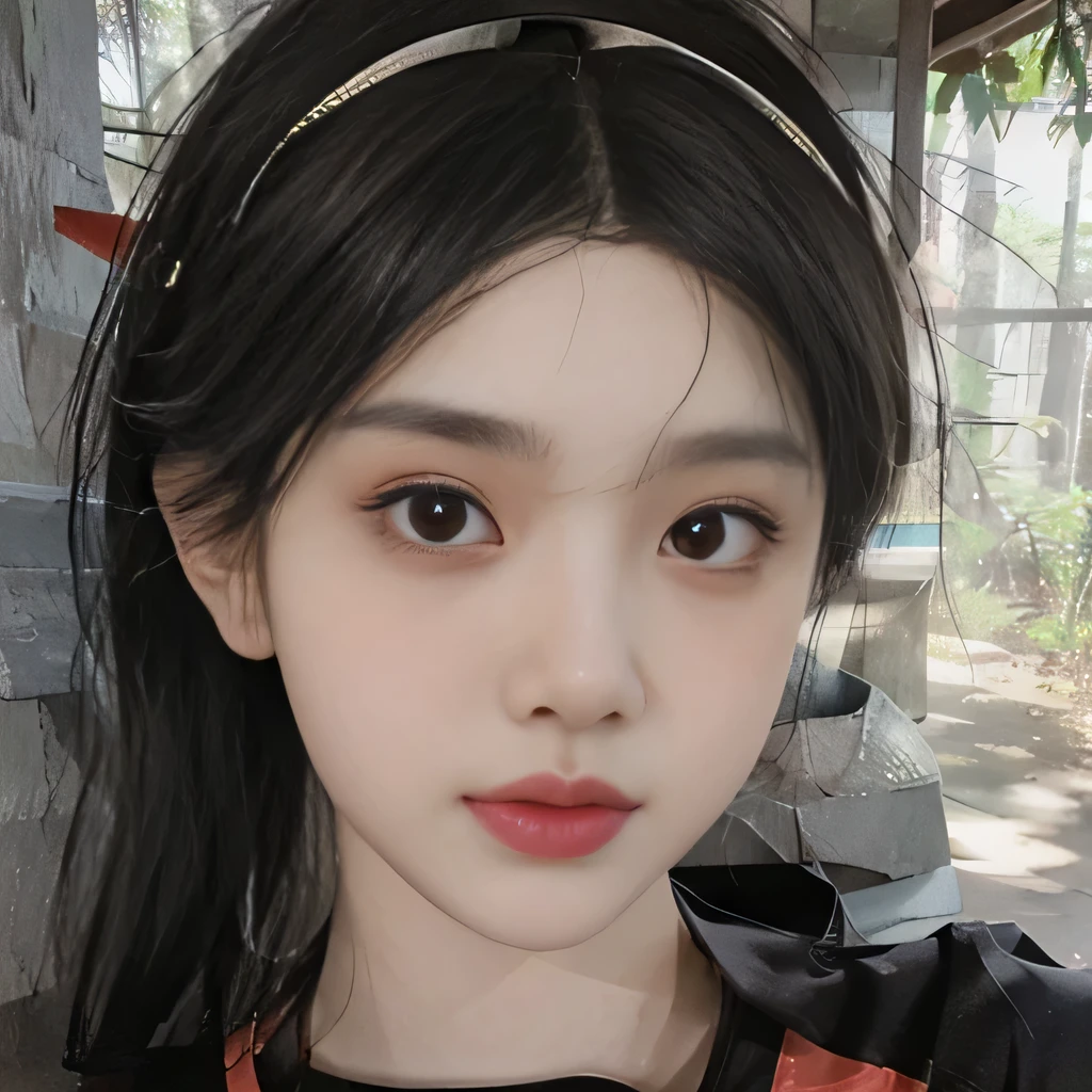 1girl、Kunoichi's costume、in the forest、outside、ninja headband、ninja mask、clear eyes、upper body close-up、clavicle show、