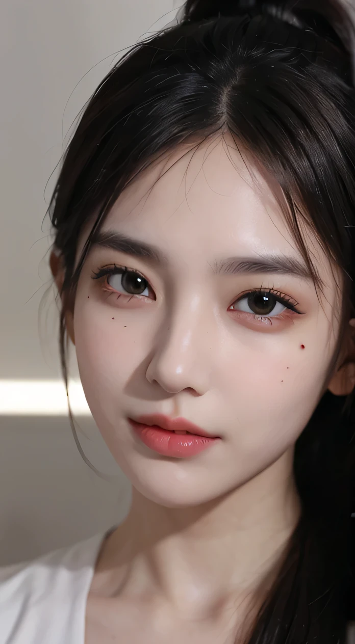 ((8k, highest quality, masterpiece、Realistic、Ultra-high resolution))、((Japanese women))、((Black Short Hair))、(Small breasts)、(((A mole on the corner of the eye)))、((Face is golden ratio))、smile、Beautiful Face、Beautiful Eyes、Delicate face、Focus on the face、glossy、Beautiful face