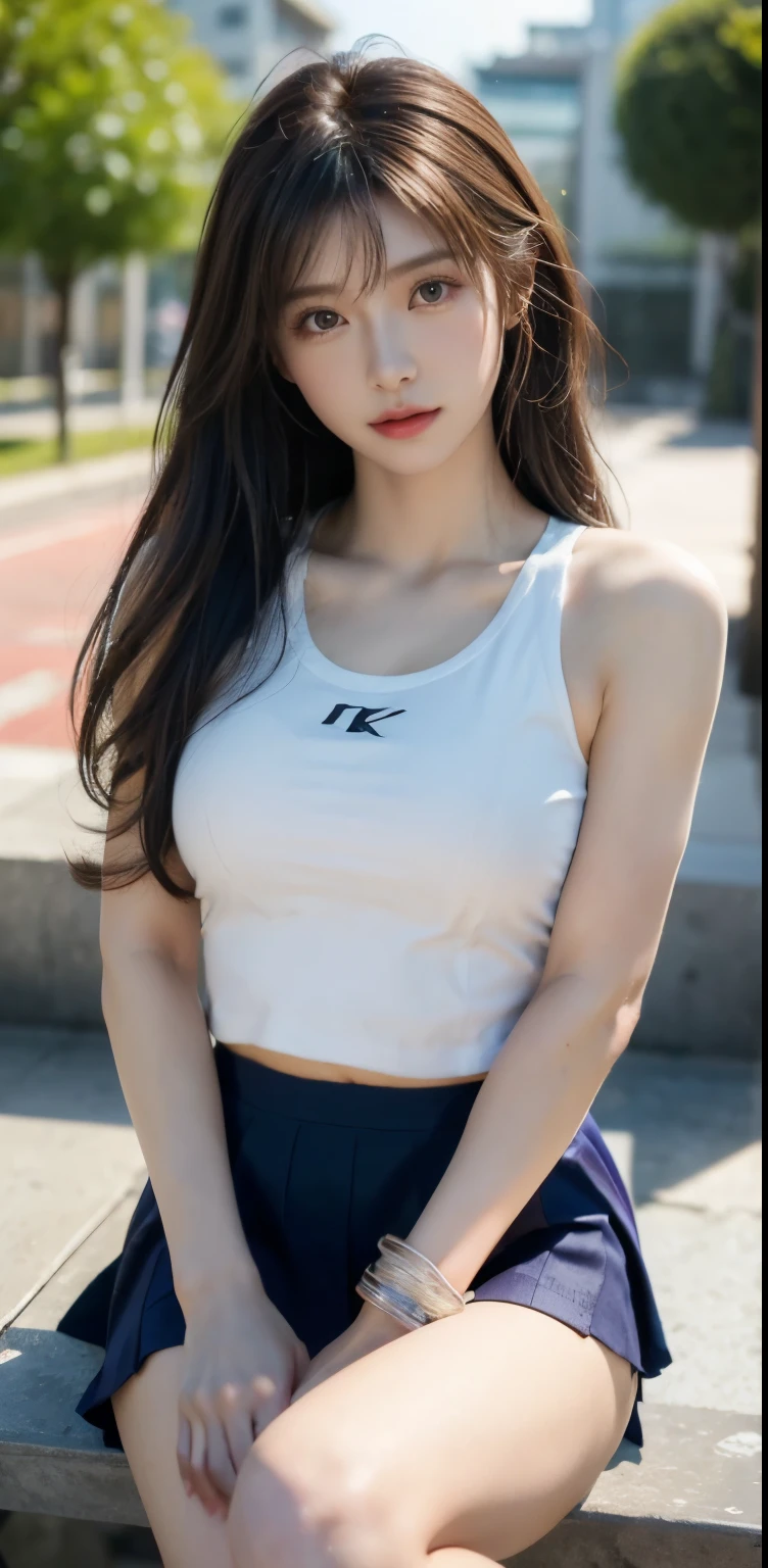 (masterpiece:1.3), (8k, photorealism, original photo, Best image quality: 1.4), Japanese, (1 girl), pretty face, (lifelike face), beautiful hairstyle, actual目, Beautiful and delicate Eye, (Real skin), Beautiful skin, attractive, 超high resolution, 超actual, high detail, golden ratio, (Detailed makeup:1.2), Different views,on the table, best quality, super detailed, finely, high resolution, The composition of the whole body、Gorgeous thighs、(8k、best quality、masterpiece:1.2)、(actual、photorealism:1.37)、super detailed、best quality、超high resolution、professional Lighting、Light子映射、radio city、Physically based rendering、Light、Depth of the bounds written,focus on,Light of the sun,good composition,(Bokeh:1.2),(((1 girl 20 years old))),Eye、(((Volleyball uniform upper body white、The lower body is completely bare)))Gym、、open leg pose、Open your legs boldly、Detailed and beautiful Eye, fitness clothes, natural lip color,photorealism、actual、alone、photorealism、best quality、Highly detailed face、Eye和面部细节非常丰富、Beautiful and delicate Eye、absurd、incredibly absurd、Hair is dirty、Floating hair、brown hair、wavy hairstyle、Zhongfa、(Highly detailed CG、8K picture wallpaper)、(Very delicate and beautiful)、(masterpiece)、(best quality:1.0)、(超high resolution:1.0)、beautiful Lights、perfect Lightning、actual shadow、[high resolution]、delicate skin、super detailed、Detailed face and Eye、actual目、sharp pupils、pretty face、Outdoor sports、Japan city center、Gym、blurred background、皮肤有Light泽、Dull bangs、Ultra-high quality photos, 8K quality, Outdoor sports, whole body components, looking at camera, japanese woman, 20 years old, perfect beauty, Texture showing holes, perfect face, Transparent bare skin, Transparent bare skin, Beautiful and fit body, The lower body is completely bare (Realistic genitals, actual pubic hair, perfect anatomy, Biologically correct description of reproductive organs, dark、Detailed depiction of the reproductive organs、The lower body is completely bare), spread your legs、