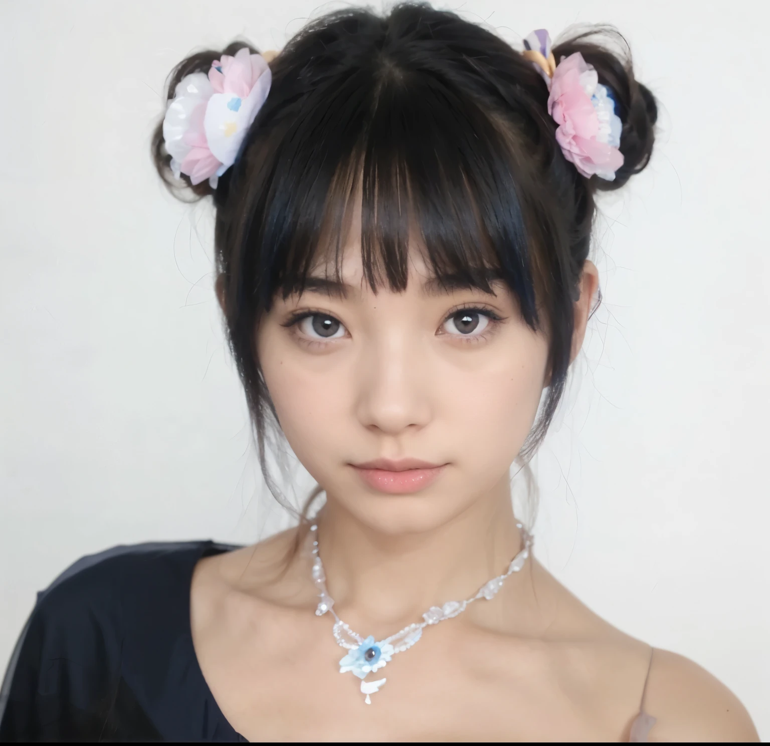 Rei Pink long hair blue dress