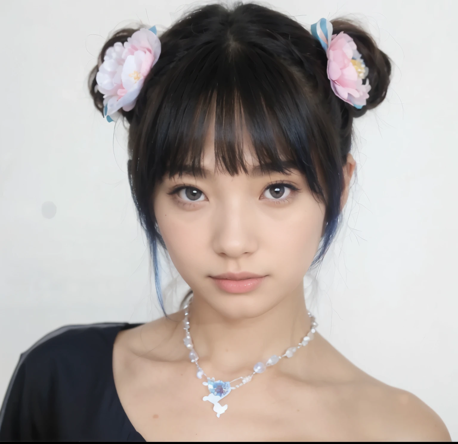 Rei Pink long hair blue dress