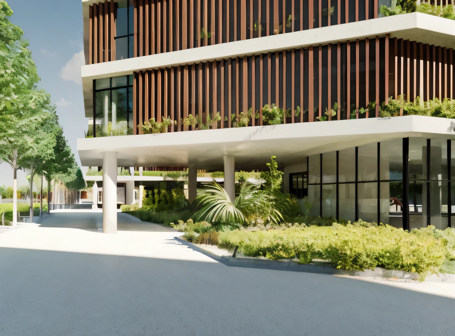 rendering of a modern office building with a large courtyard, architectural rendering, low angle dimetric rendering, grande angular exterior 2022, professional rendering, architectural 3D rendering, architectural visualization, luminous rendering, architectural visualization, architectural rendering, Non-Lumion Pro rendering, highly photographic rendering, highly detailed rendering, renderizar coroa, realistic physics rendering, architectural renderinging