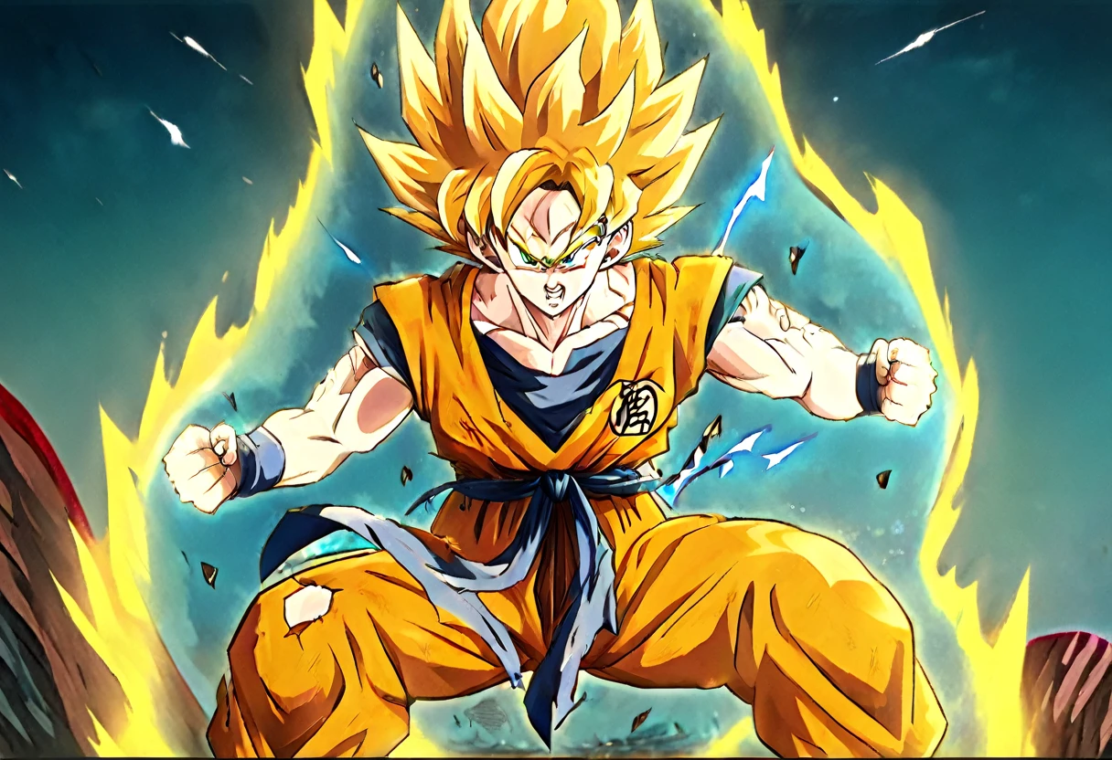 goku,vegeta,detailed eyes,detailed faces,stern expressions,spiky hair,fighting stances,fierce battle,anime style,neon colors,vibrant aura,energy blasts,explosions,super saiyan transformations,lightning effects,scorching flames,high-intensity action,galactic background,cracked planet surface,cosmic energy,ultra-detailed,photorealistic,masterpiece:1.2