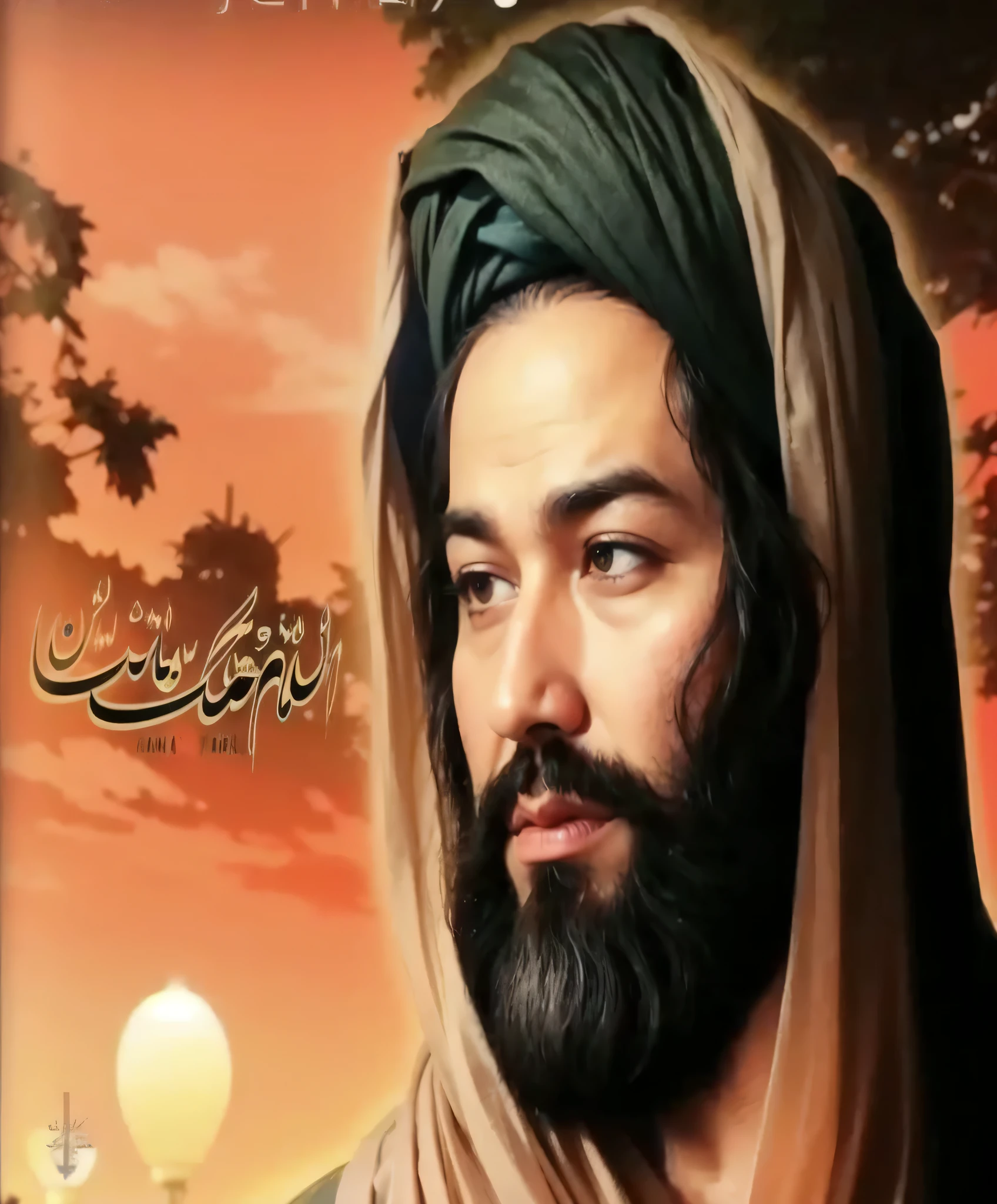 image of a white man with a beard and turban, Islamic revolution, Sufism, Sayyed Reza, epic