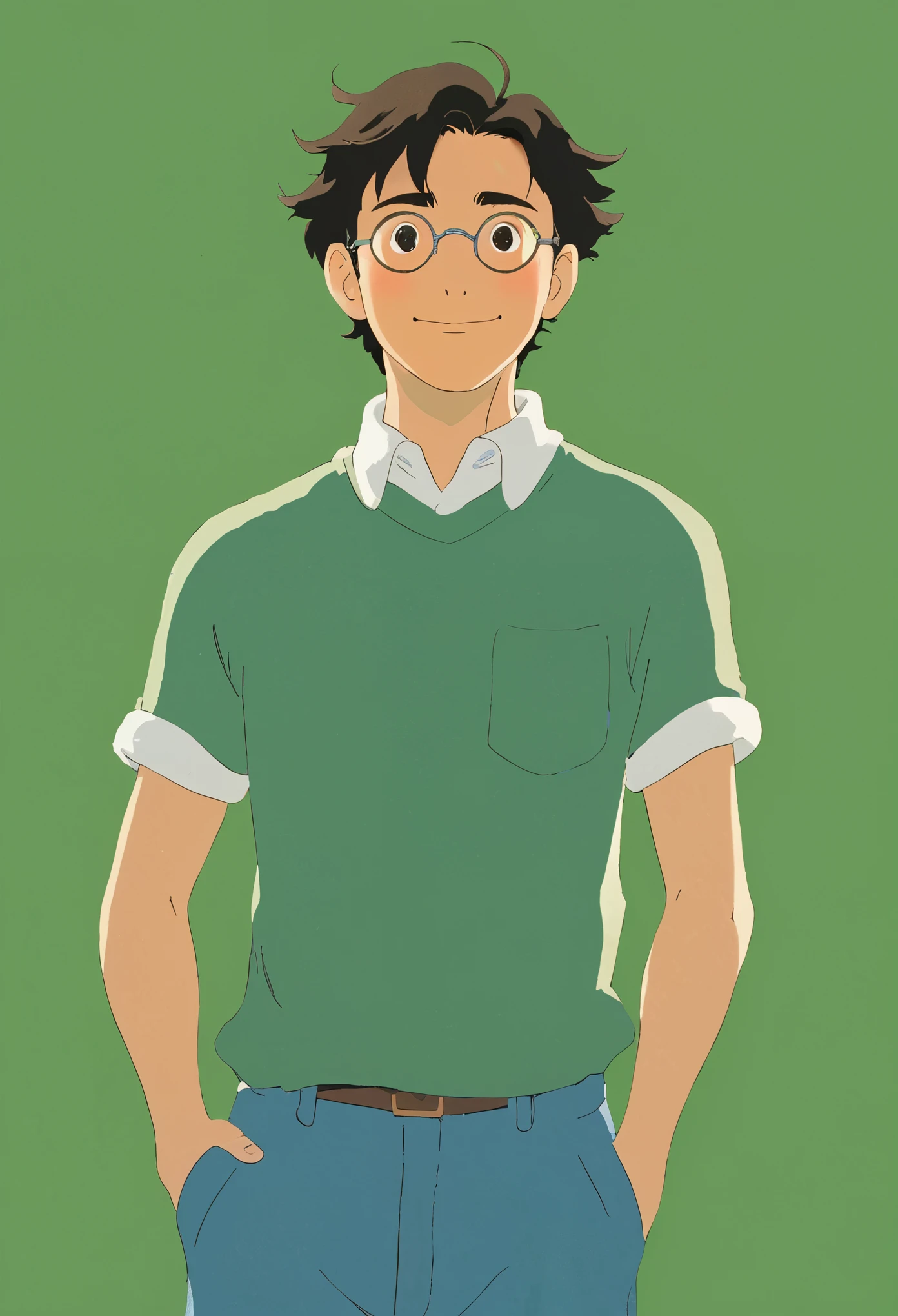 Un personaje de estudio ghibli hombre ya adulto 