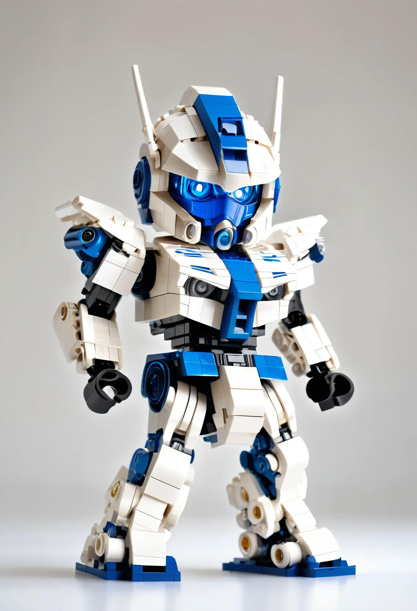 (BJ_Lego bricks, gundam, solo, blue_eyes, standing, chibi, blurry, no_humans, robot, mecha, science_fiction, v-fin,
cinematic lighting,strong contrast,high level of detail,Best quality,masterpiece,White background,