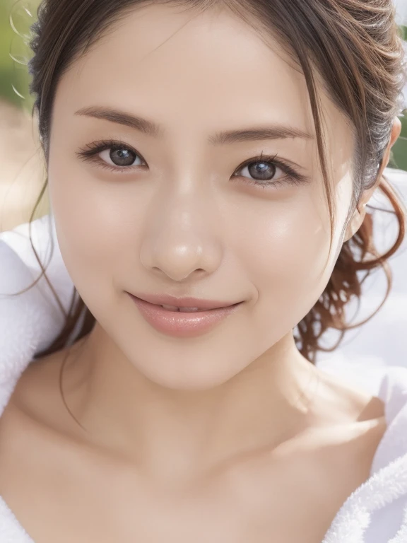 Japanese、Satomi Ishihara、1girl,((1boy)),masterpiece, highest quality, (realistic:1.4), beautiful woman pictures, Completely naked, brown hair, , detailed face, big breasts, Inside the plane,(pubic hair),((whole body)),white teeth、looking at the camera、soft light, rim light, vivid details,towel、naked towel,standing back、stiletto heels