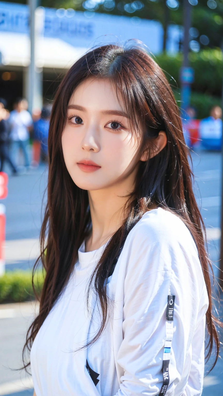 Fresh and sweet Asian girl,Outdoor realistic landscape photos,Facial details are clear,Delicate skin texture,Strong sense of reality,HD,8k