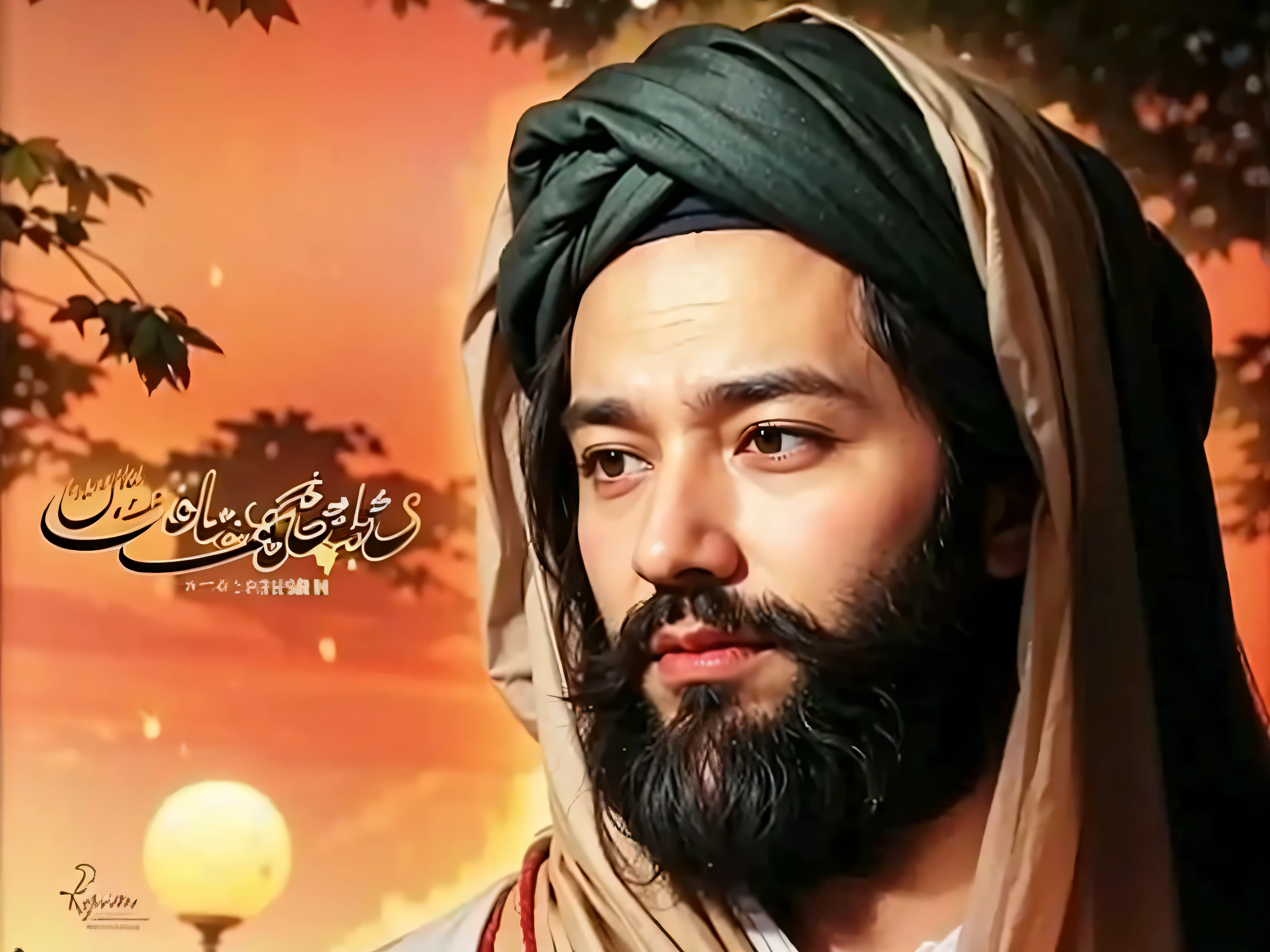 image of a white man with a beard and turban, Islamic revolution, Sufism, Sayyed Reza, epic