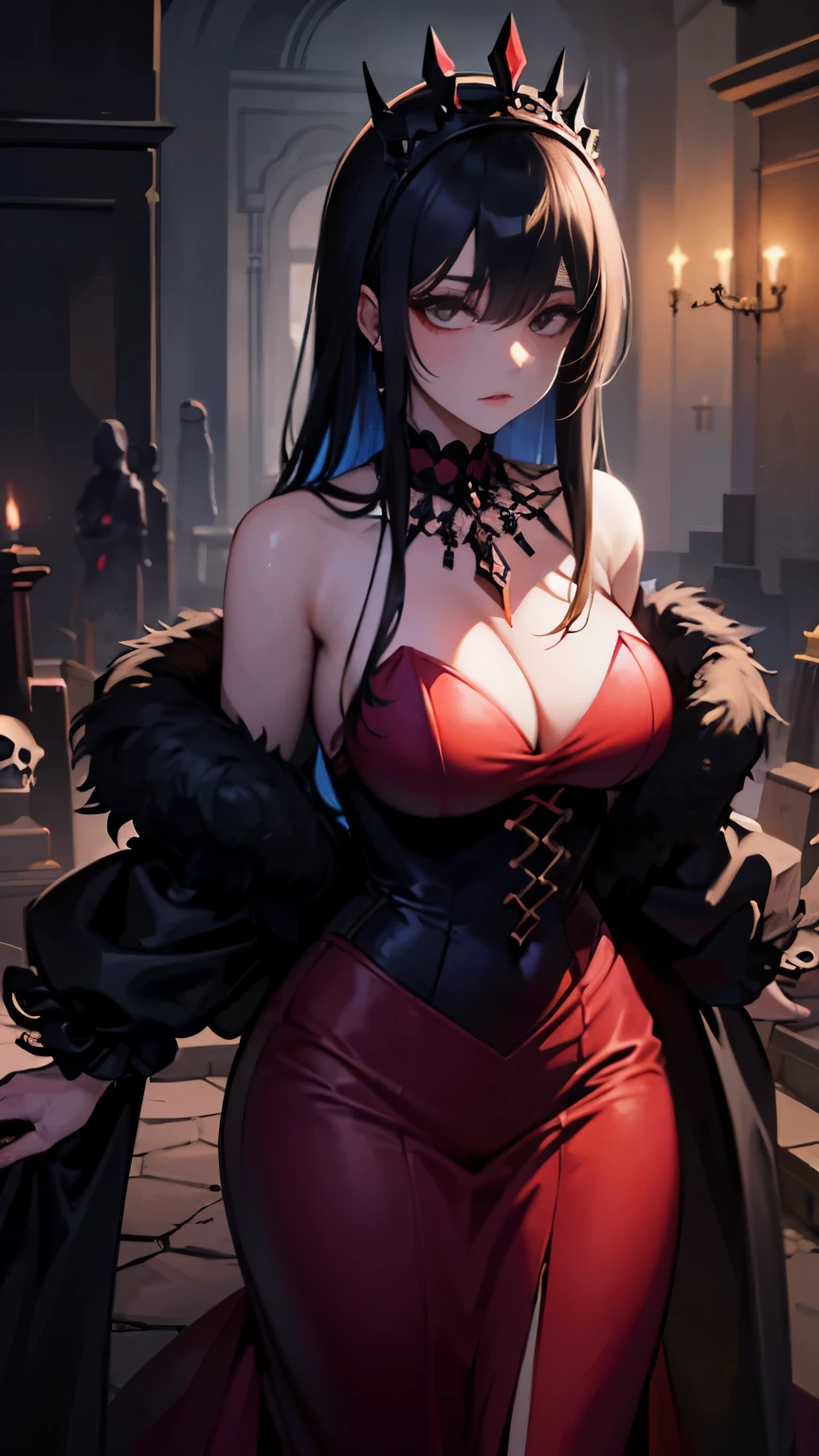Queen of the Dead, Queen, Empress, Adult Woman, Queen of the Dead, Darkness, Creepy, dominant, main, squint, she is Dead, Graveyard, Zombie woman, The Rotten Queen