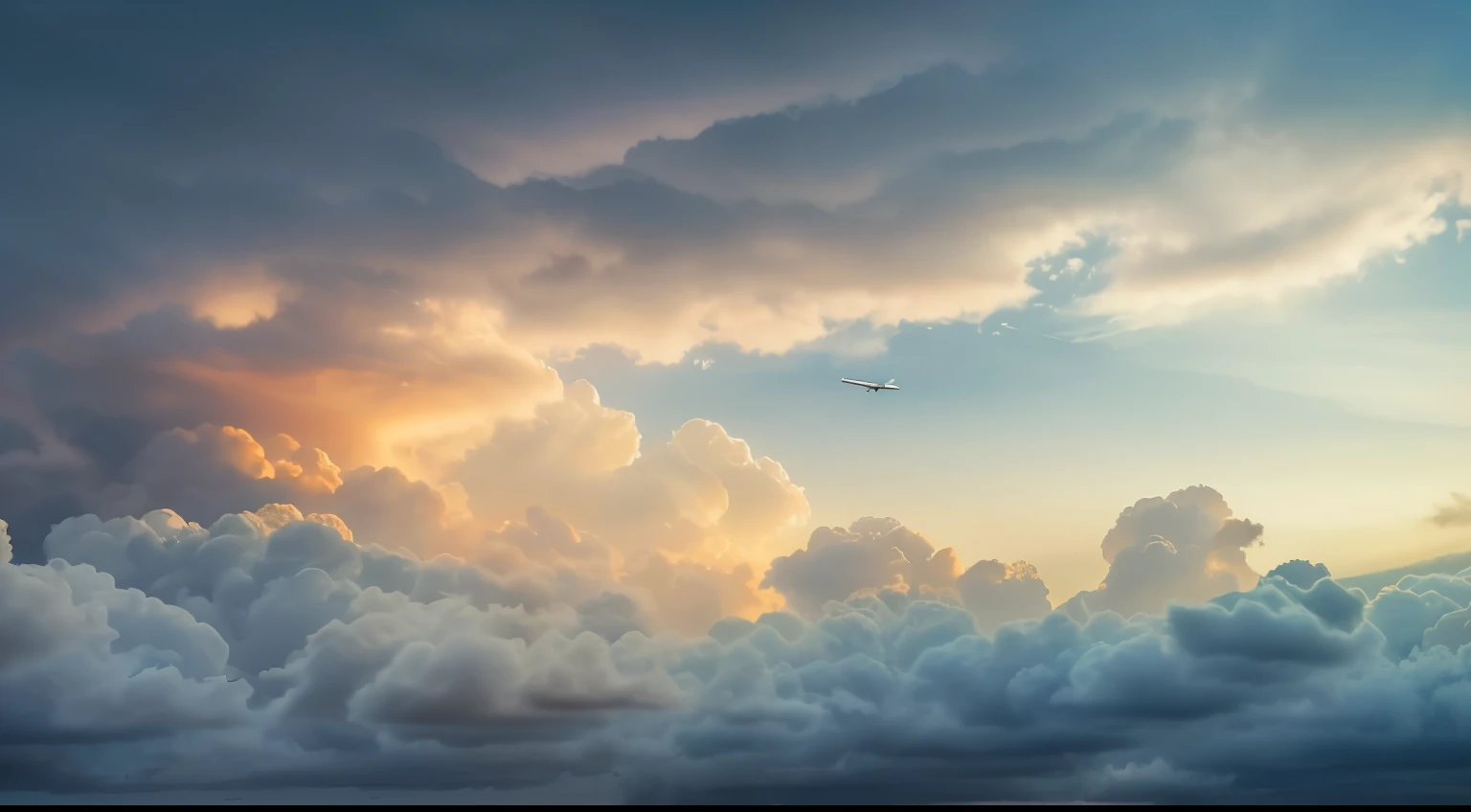 An airplane flies through the clouds at sunset, dream cloud, Dreamy cloudy sky, beautiful sky and clouds, beautiful cloudy atmosphere, soft cloud, clouds in the sky, among sunny clouds, calm clouds, Atmospheric dreamy sky, fluffy soft clouds, cloud background, Dreamy fluffy clouds, Beautiful cloudy sky, cloudy sky background, sky with swirling clouds