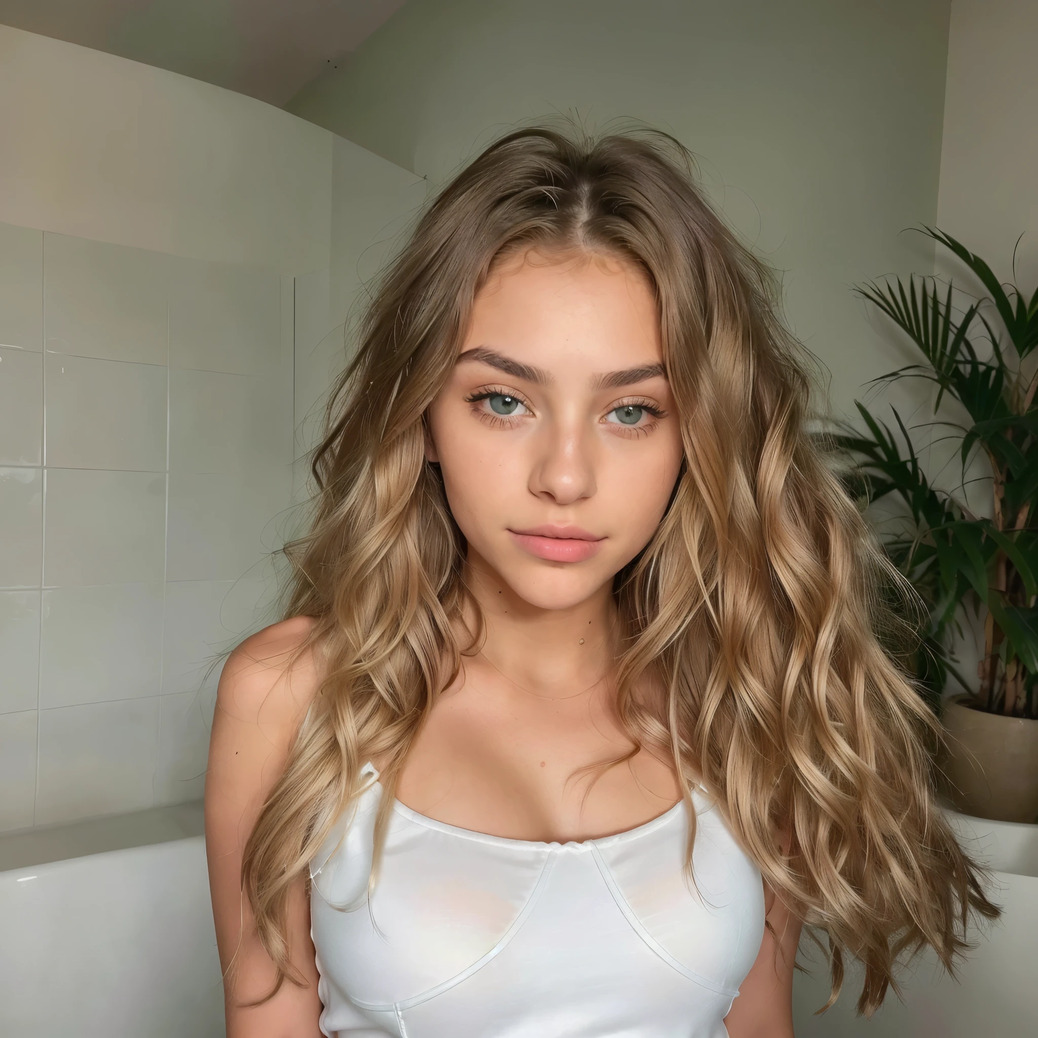 1 beautiful 18 year old Italian, blonde with roots ,professional cinematic selfie photo , de todo el cuerpo muy atractiva de pelo largo con ondas ondas en el cabello blonde with roots , give light green eyes in the bathroom with white pajamas shorts Gym Fresh big breasts ,(( foto realista de noche), ((hermosa adolescente )),((rostro angelical)),((foto entera de cuerpo con ropa ),cabello rubia, ((de cabello rubio)), ((ropa de noche), cabello rubio ,Ojos verdes claros , cuerpo completo ,Realista, un sexy ,muy elegante, of celestial roots, rubia pelo, LUT de Instagram ,adolescente hermosa, ultra realistas de noche,